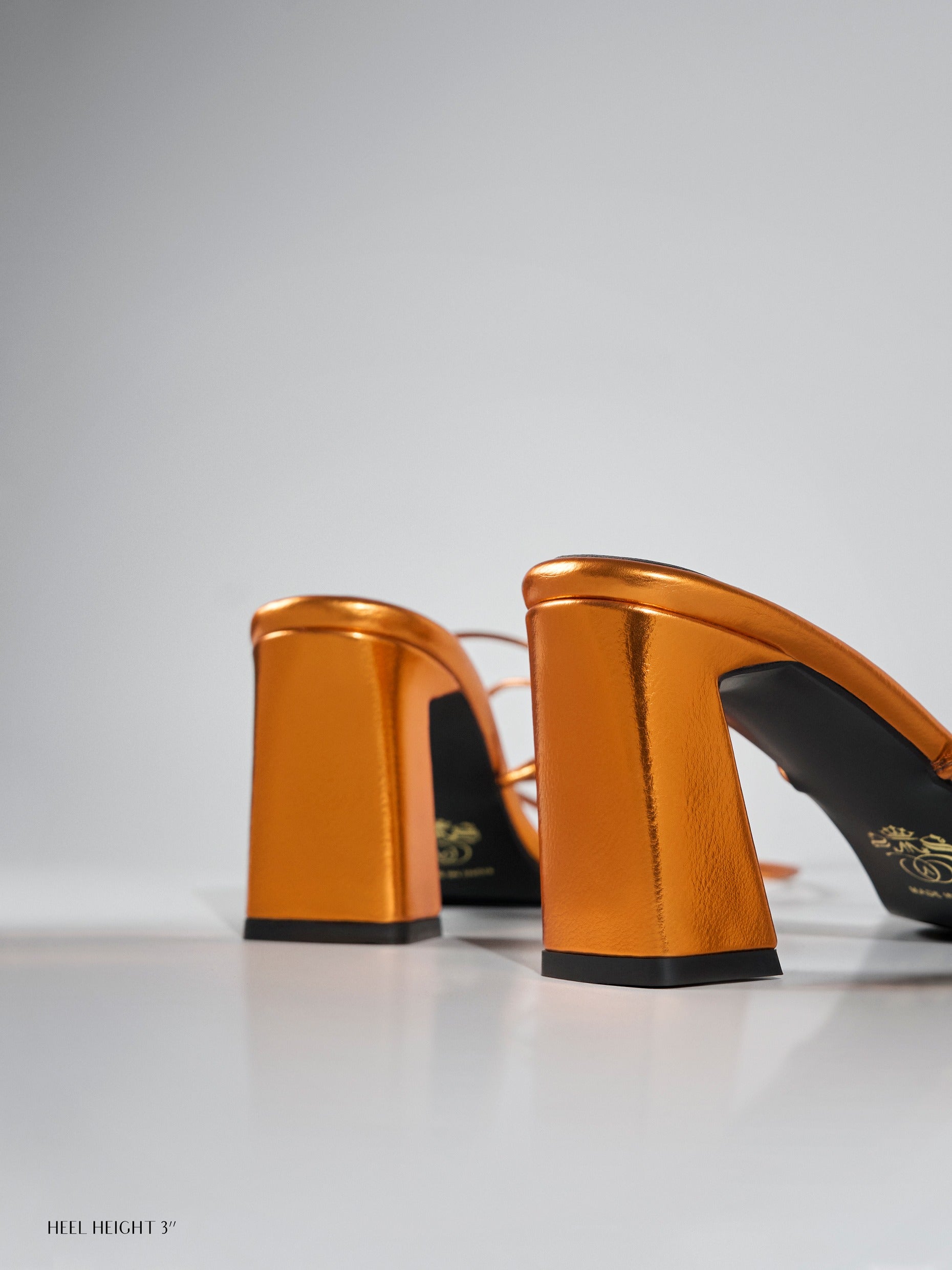Orange Spiral Wrap Block Heel Sandal