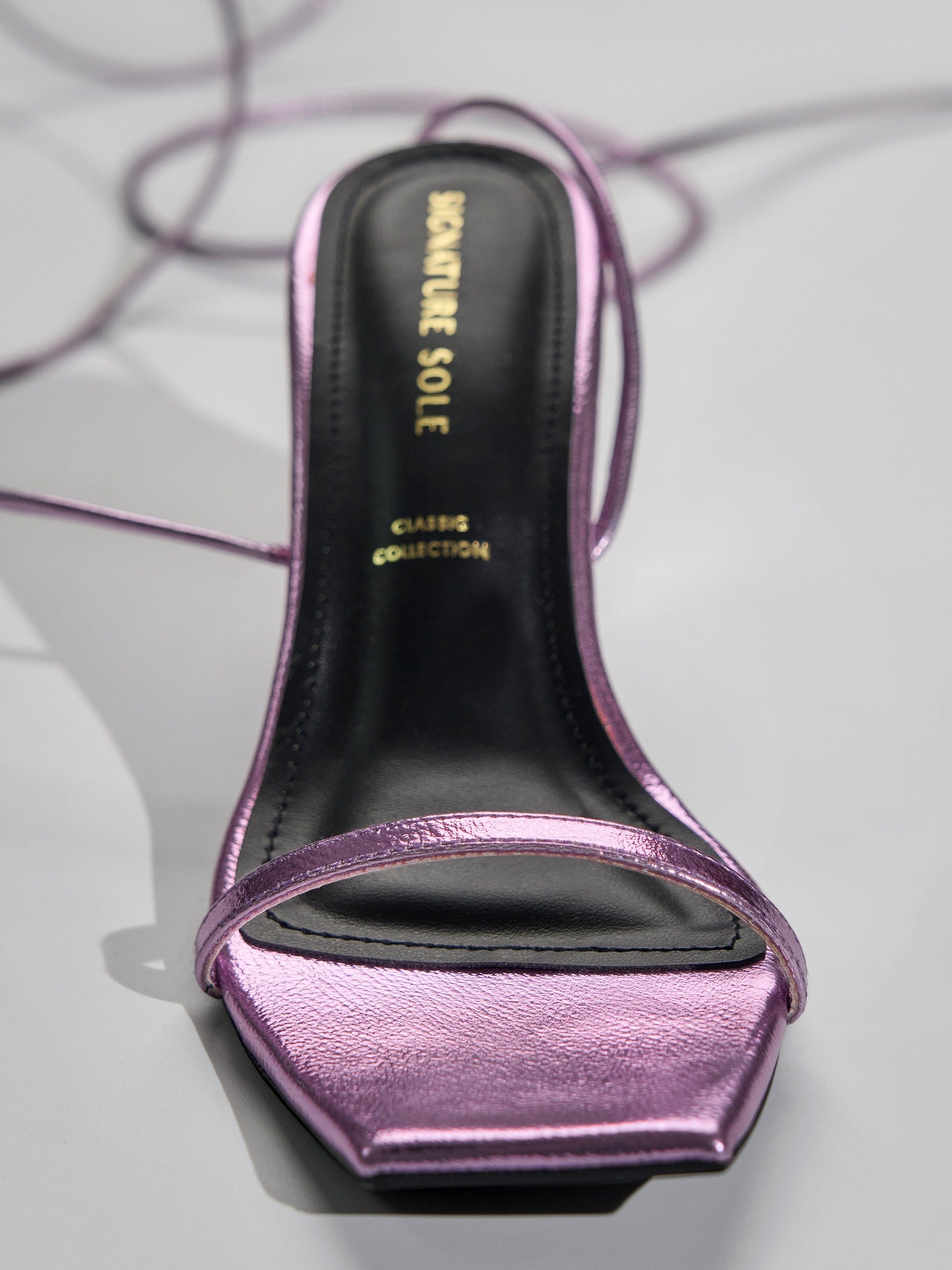Blush pink Metallic Ankle Wrap Block Heel