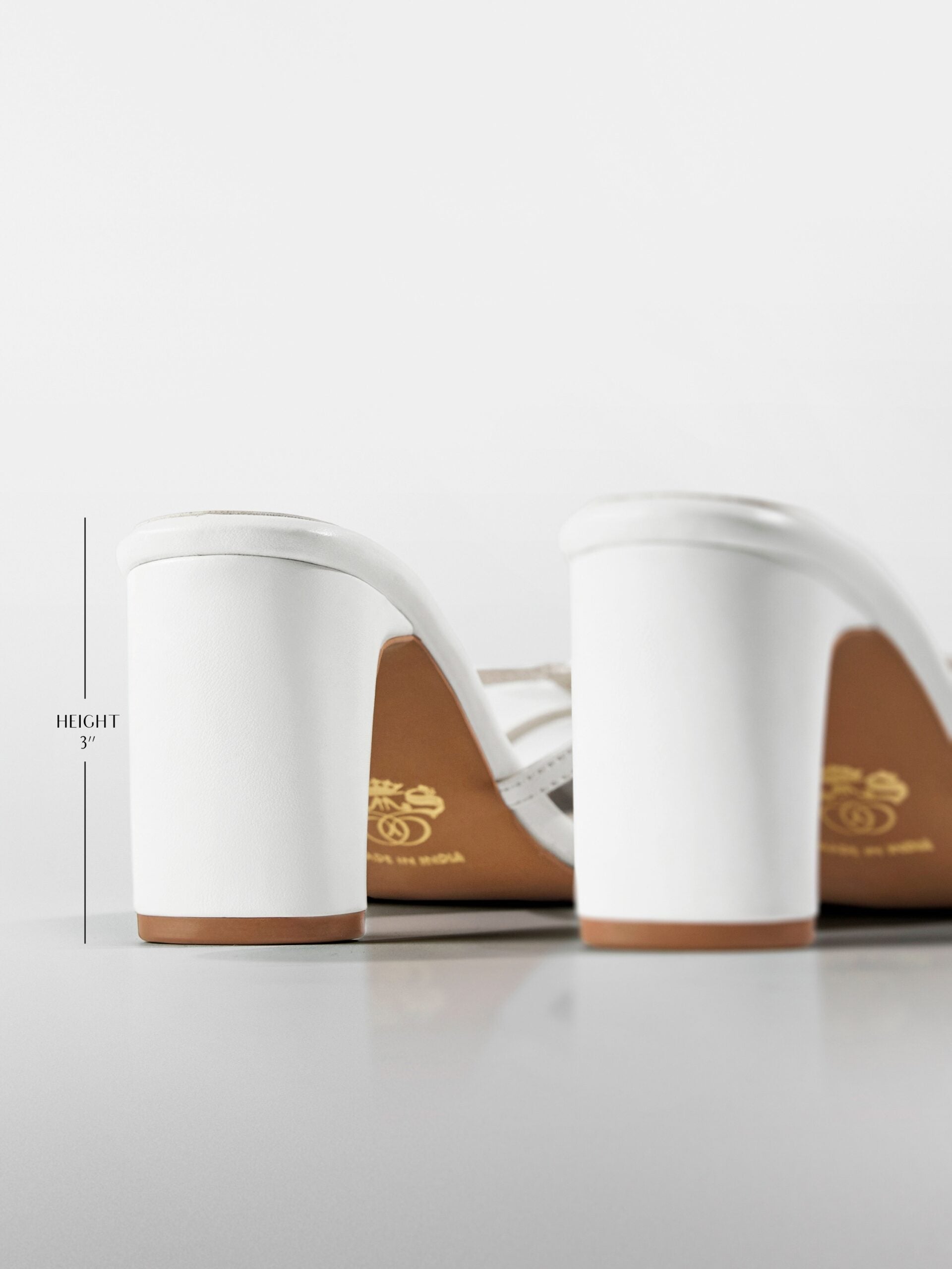 White Cage Strap Block Heel Mule
