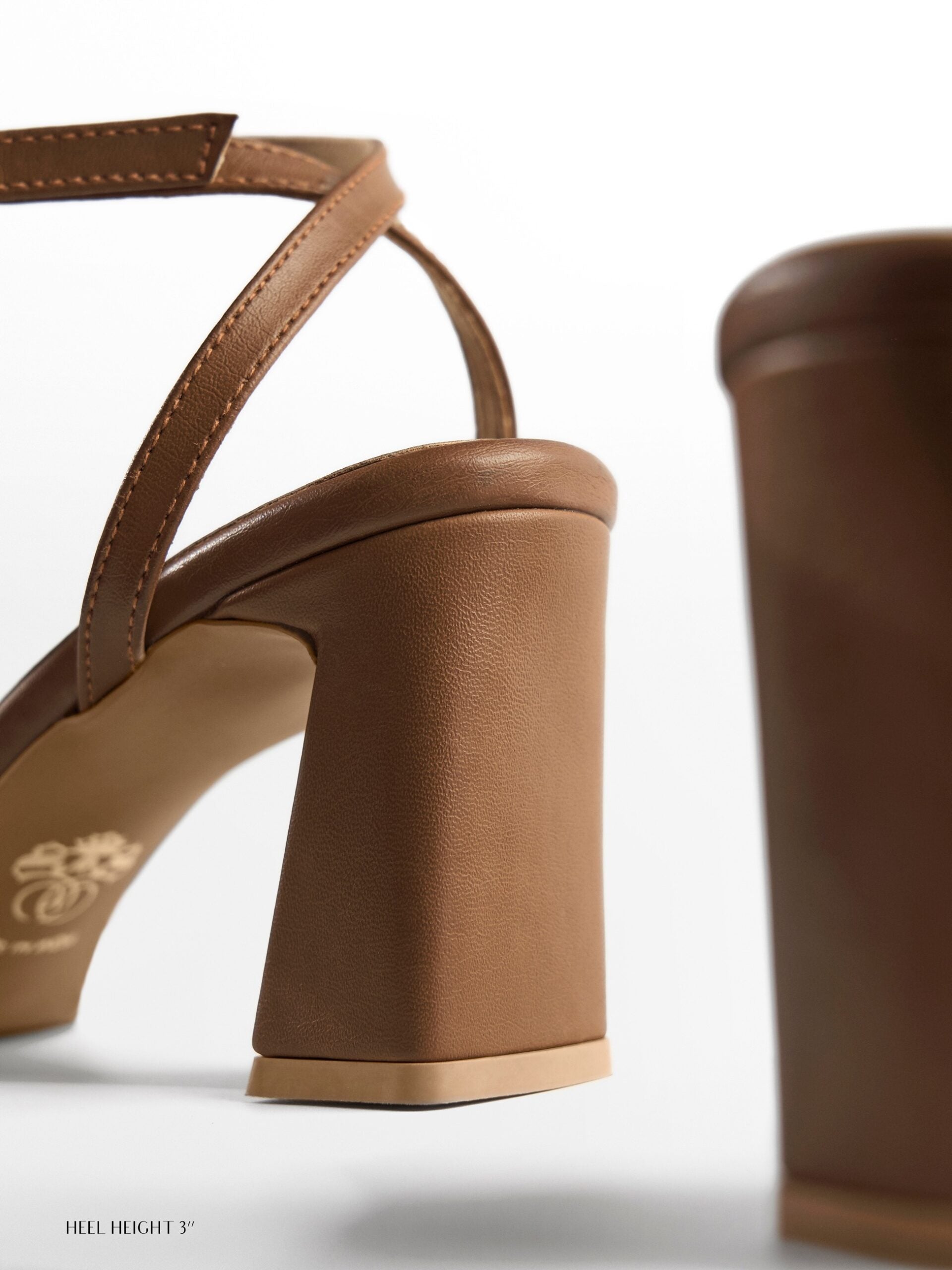 Tan Gold Buckle Pointed Toe Heel Sandal