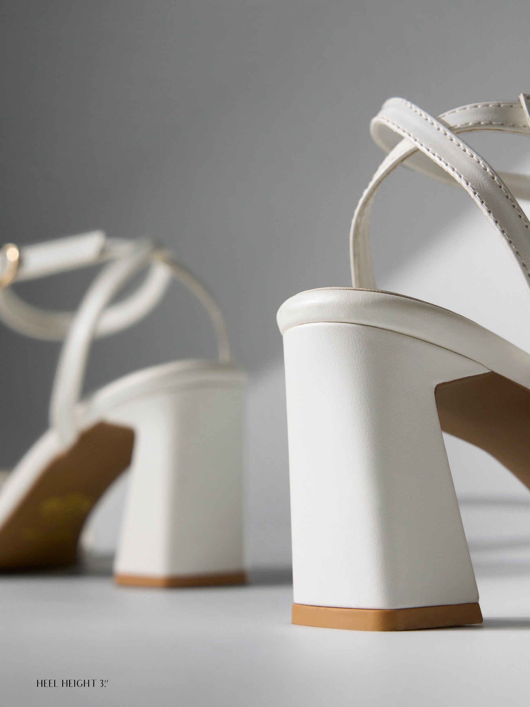 White Gold Clasp Block Heel Sandal