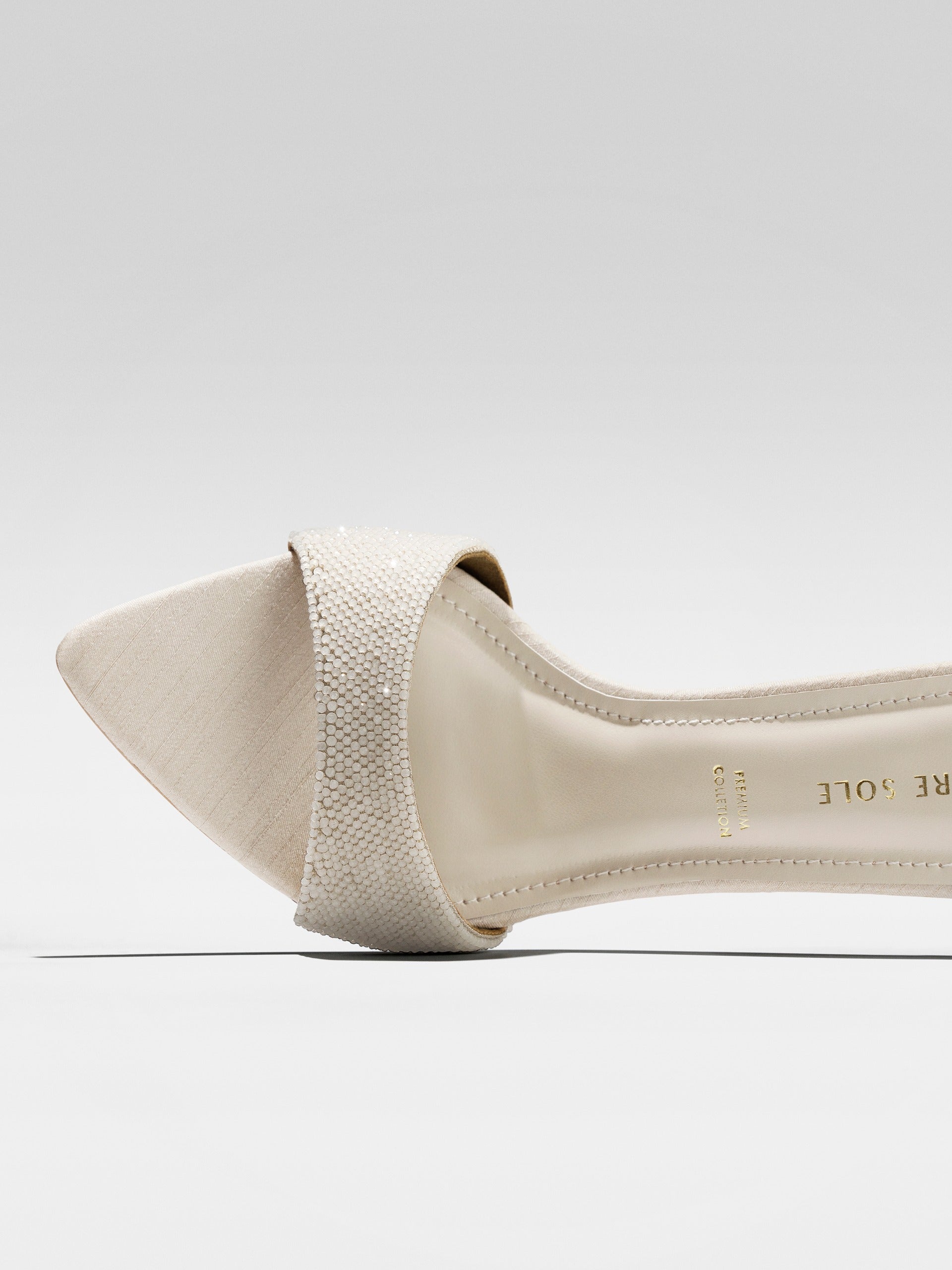 Ivory Crystal Embellished Block Heel Mule