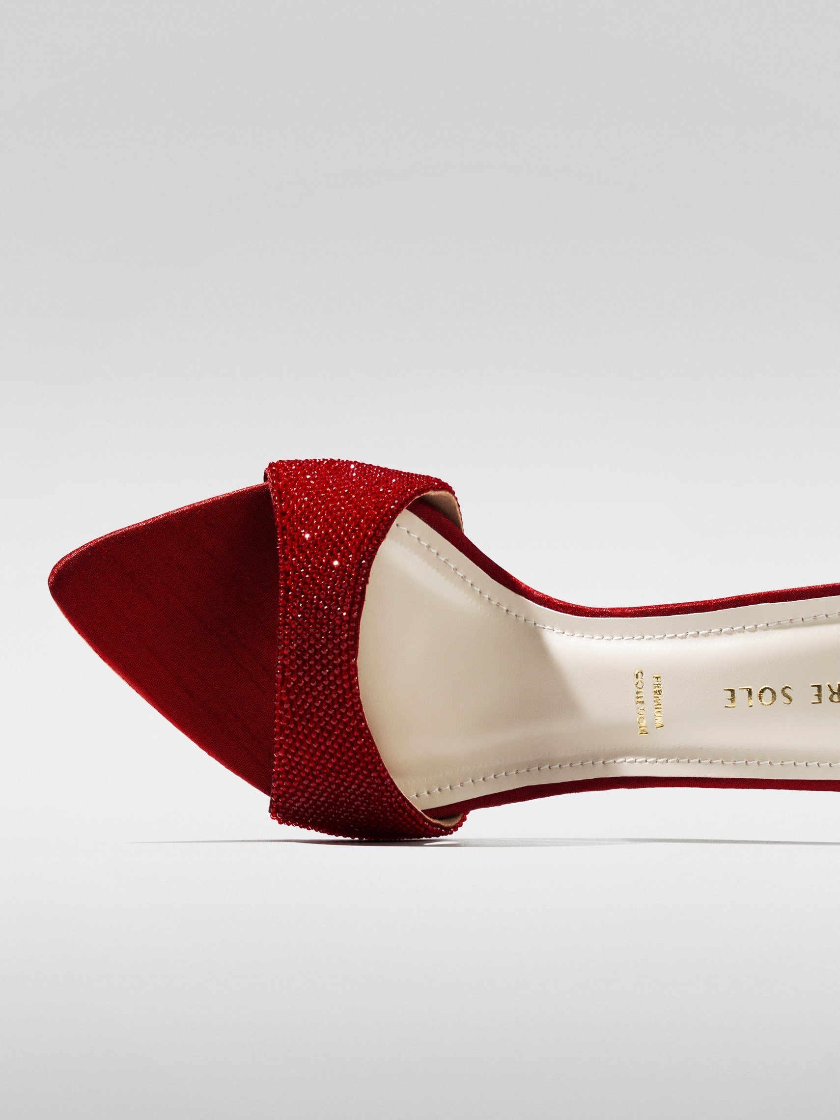 Red Crystal Embellished Block Heel Mule