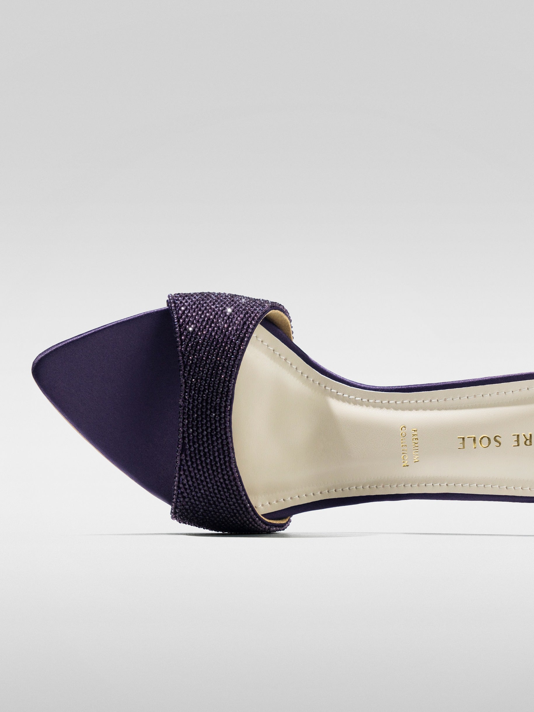Purple Crystal Embellished Kitten Heel Mule