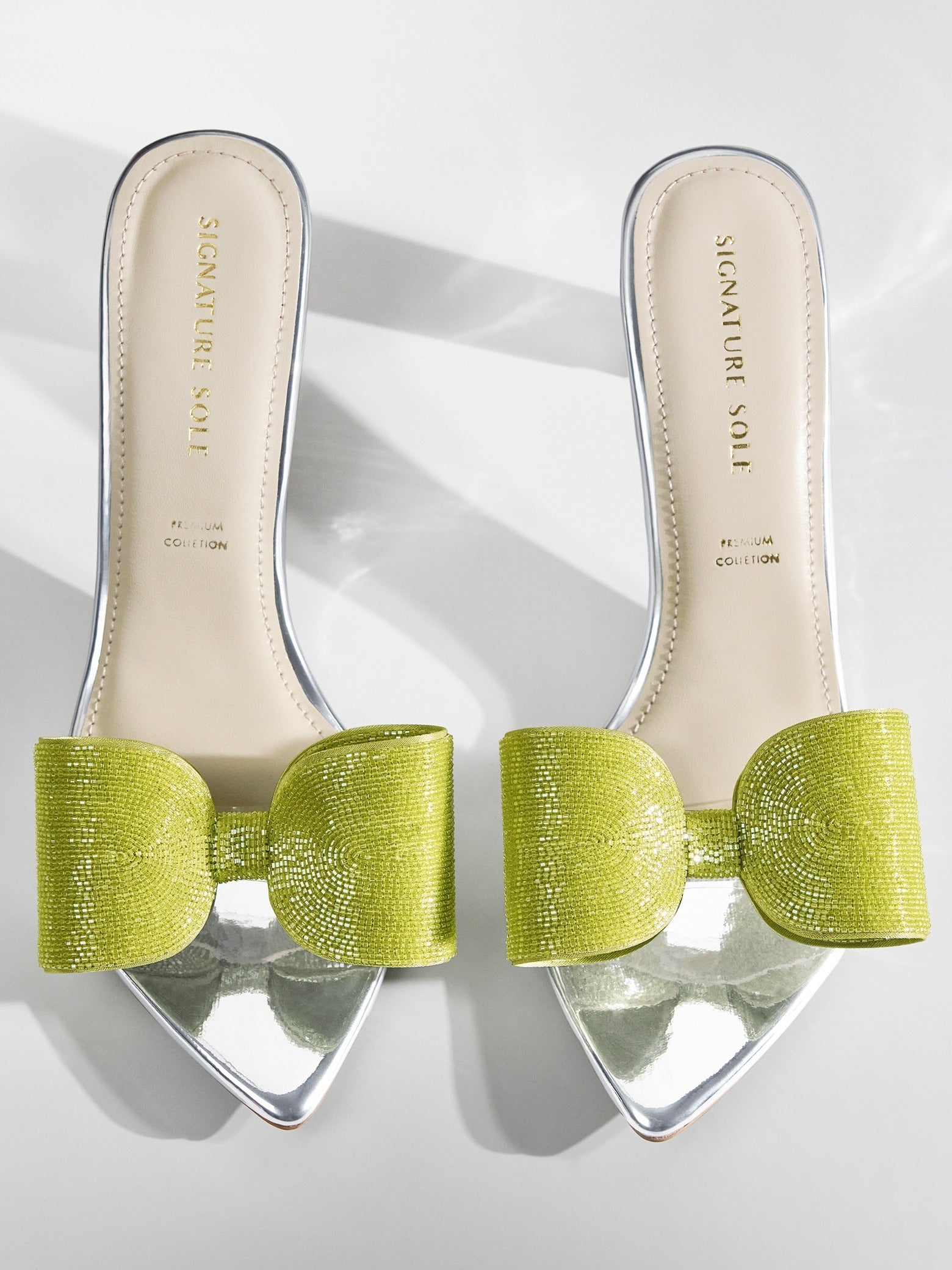 Green Crystal Bow transparent Kitten Heel