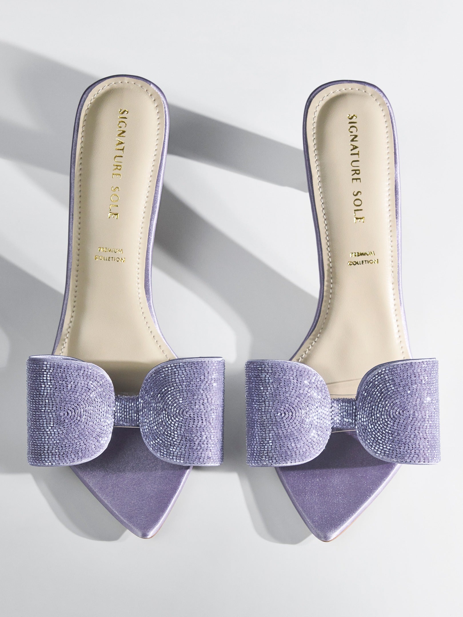 Lilac Crystal Bow transparent Kitten Heel