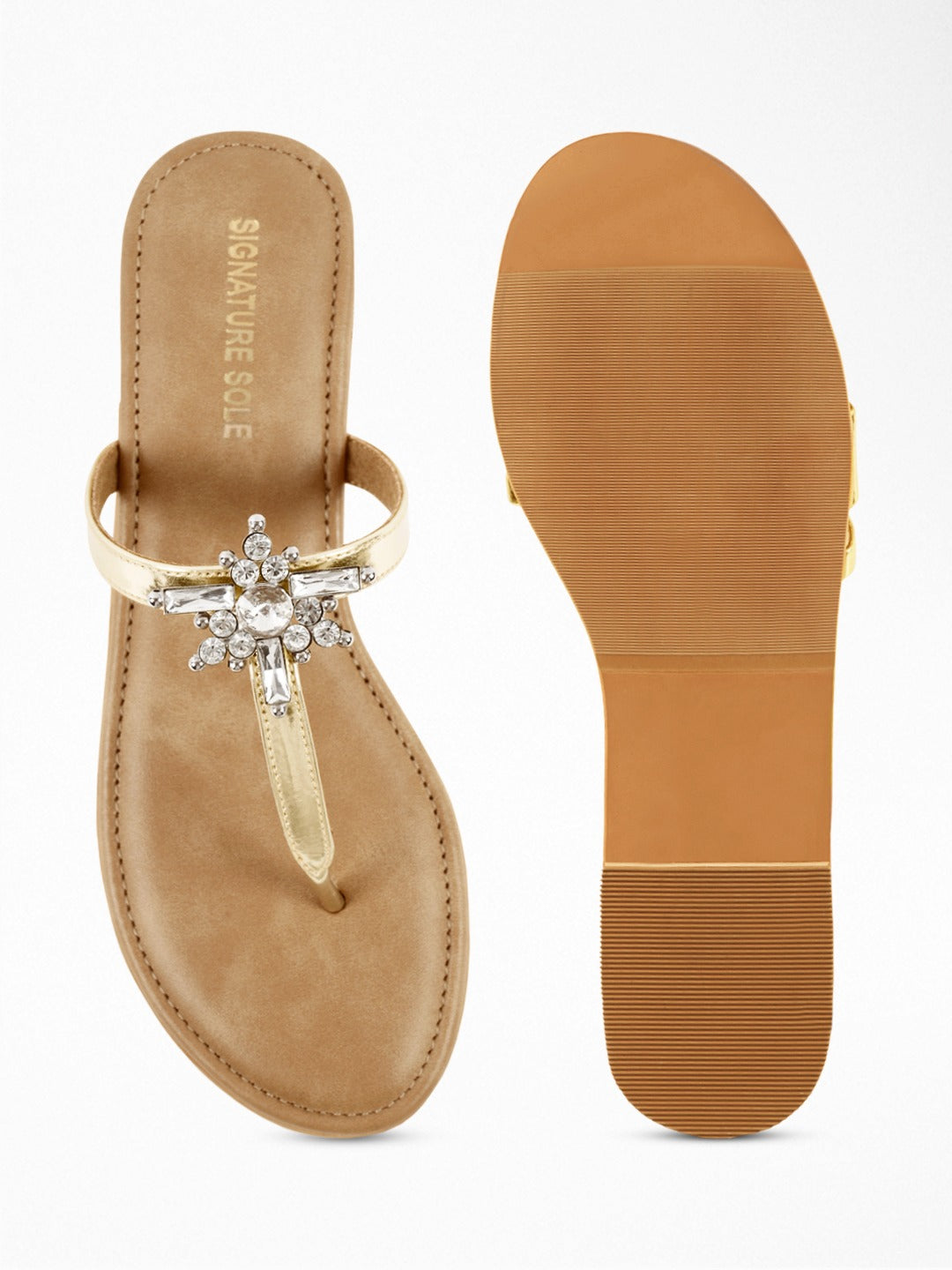 Gold Crystal Toe Post Sandal
