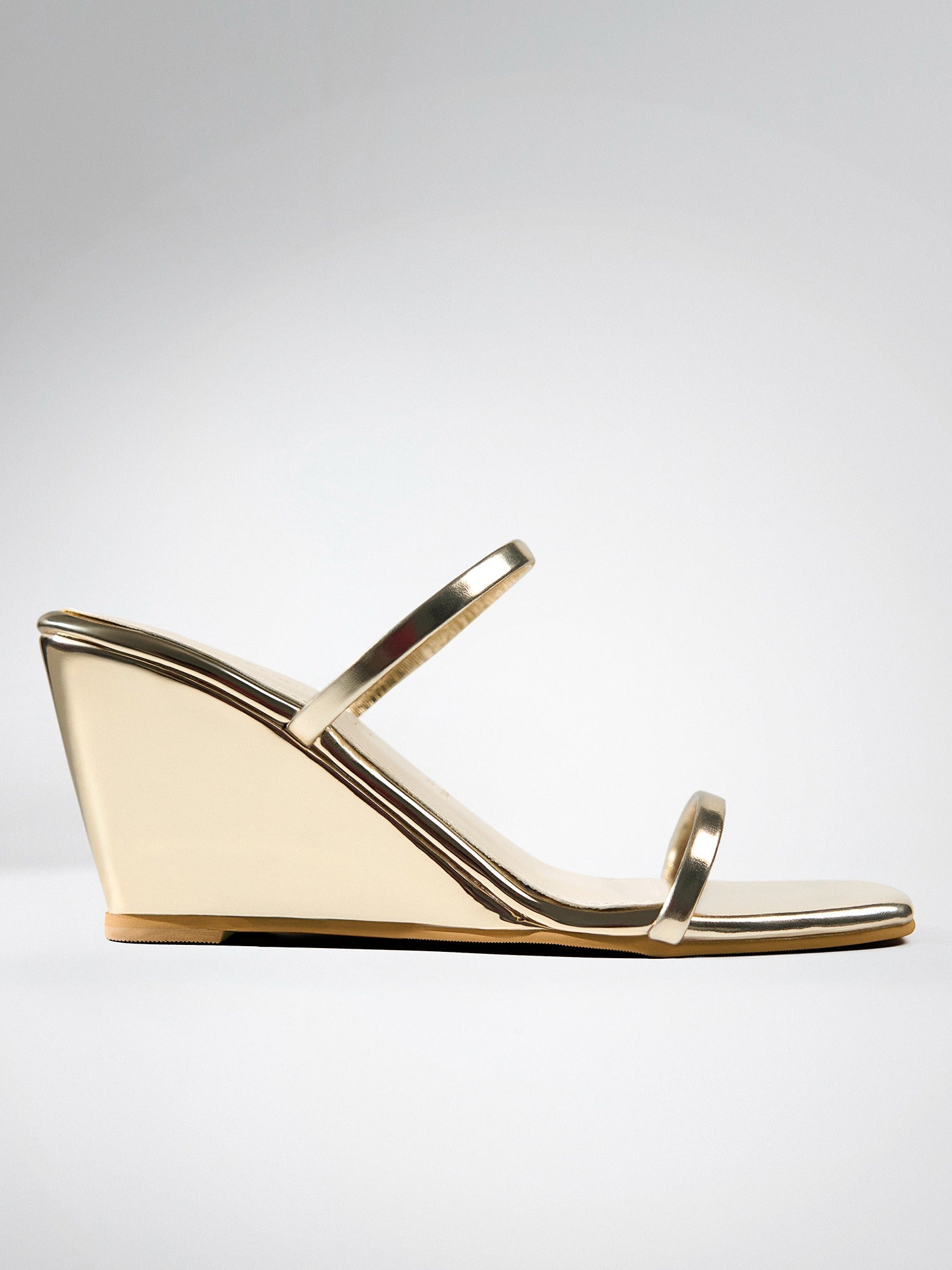 Gold Metallic Wedge Heel Mule