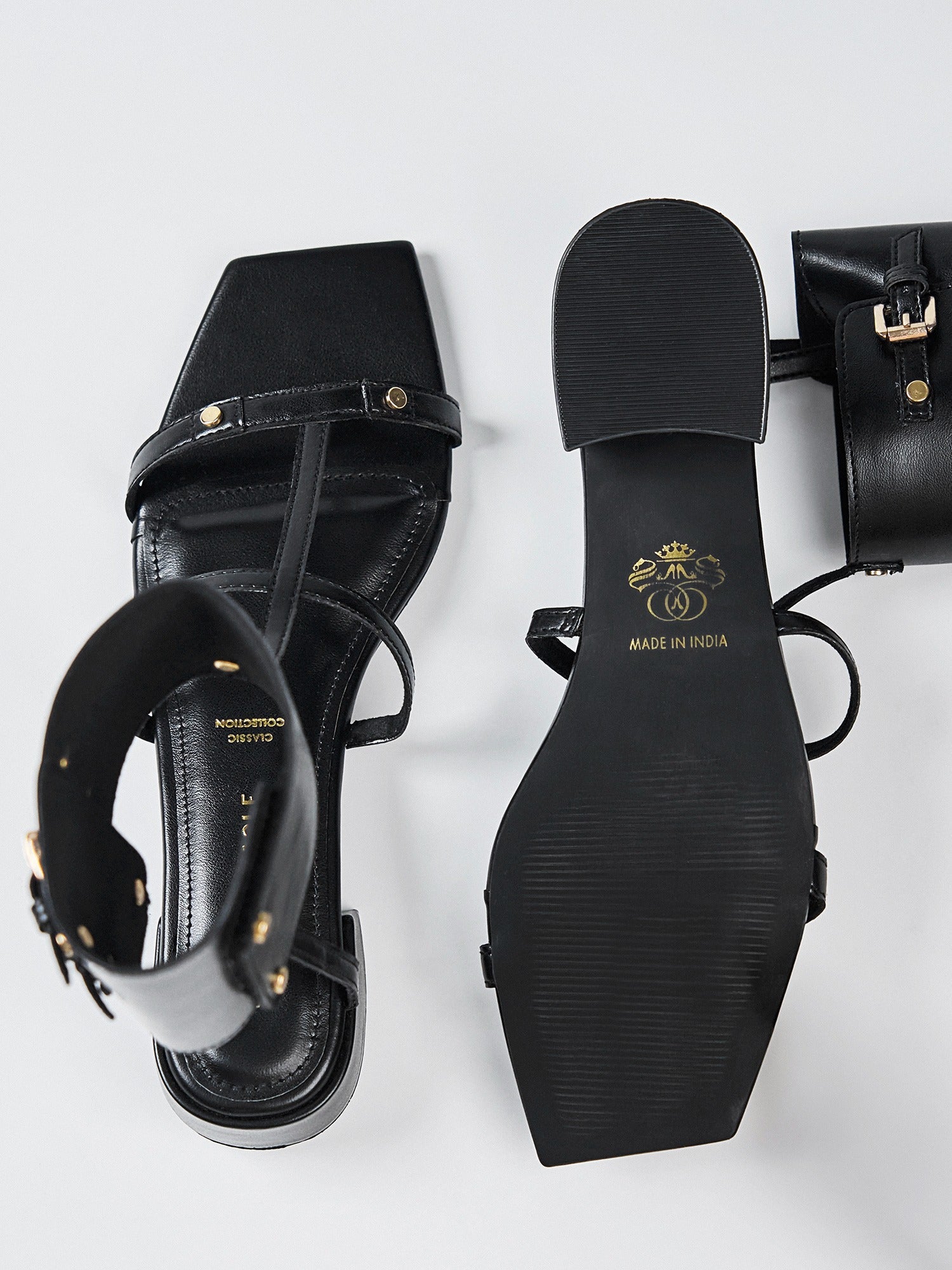 Black Gladiator Ankle Cuff Flat Sandal