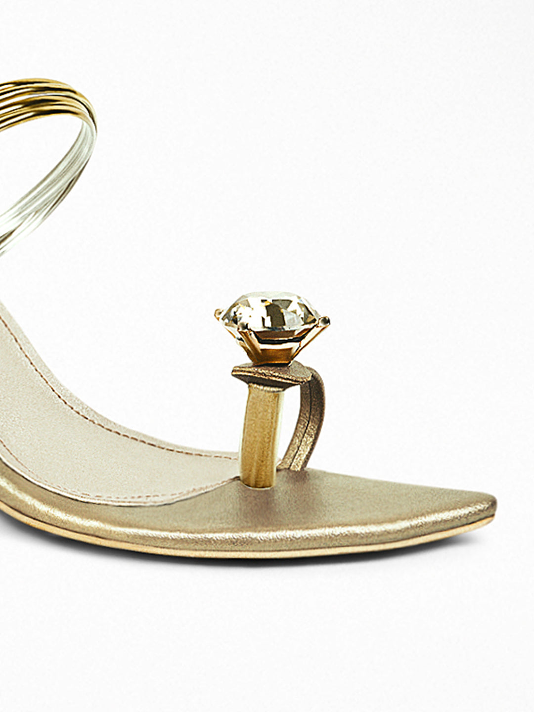 Gold Diamond Gem Heel Sandal