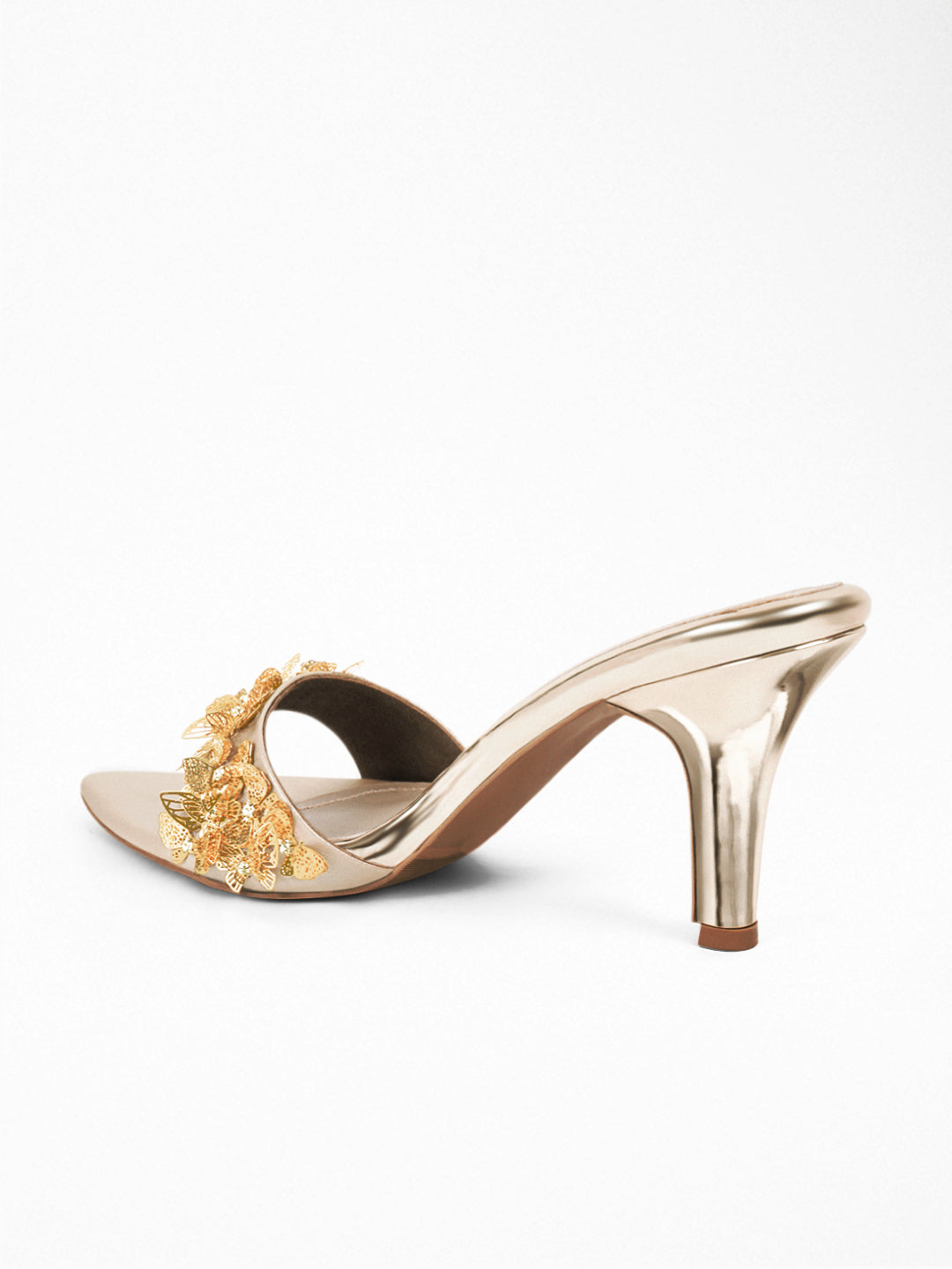 Gold Butterfly Heel Mule
