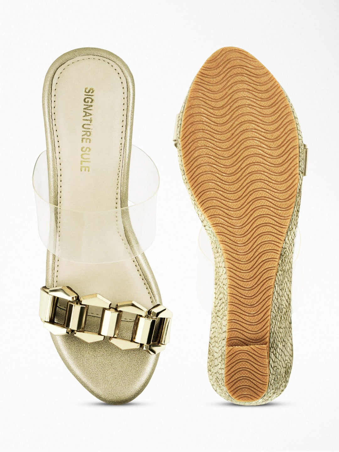Gold wedge Wedge Mule