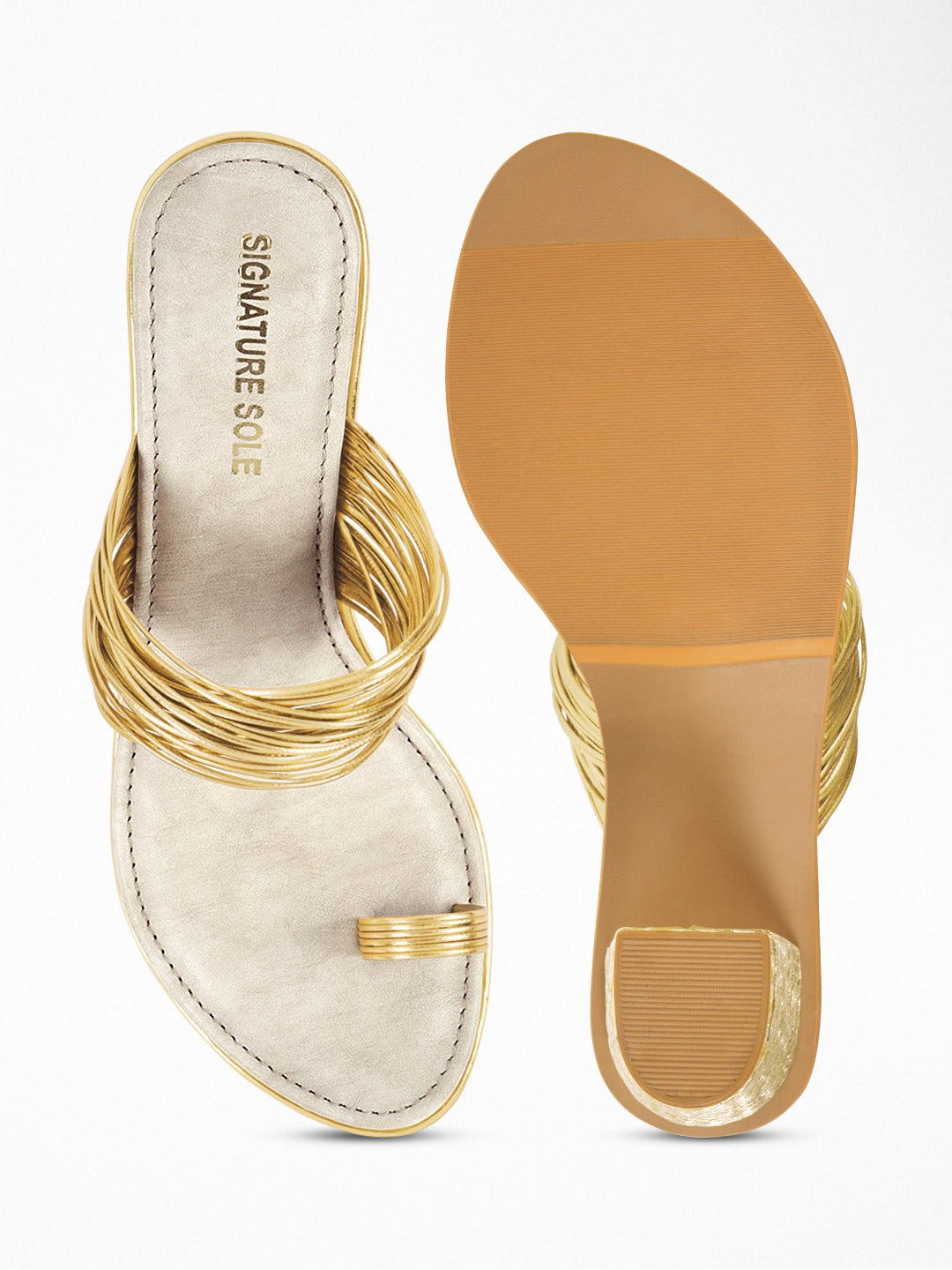 Off-White gold Block Heel Sandal