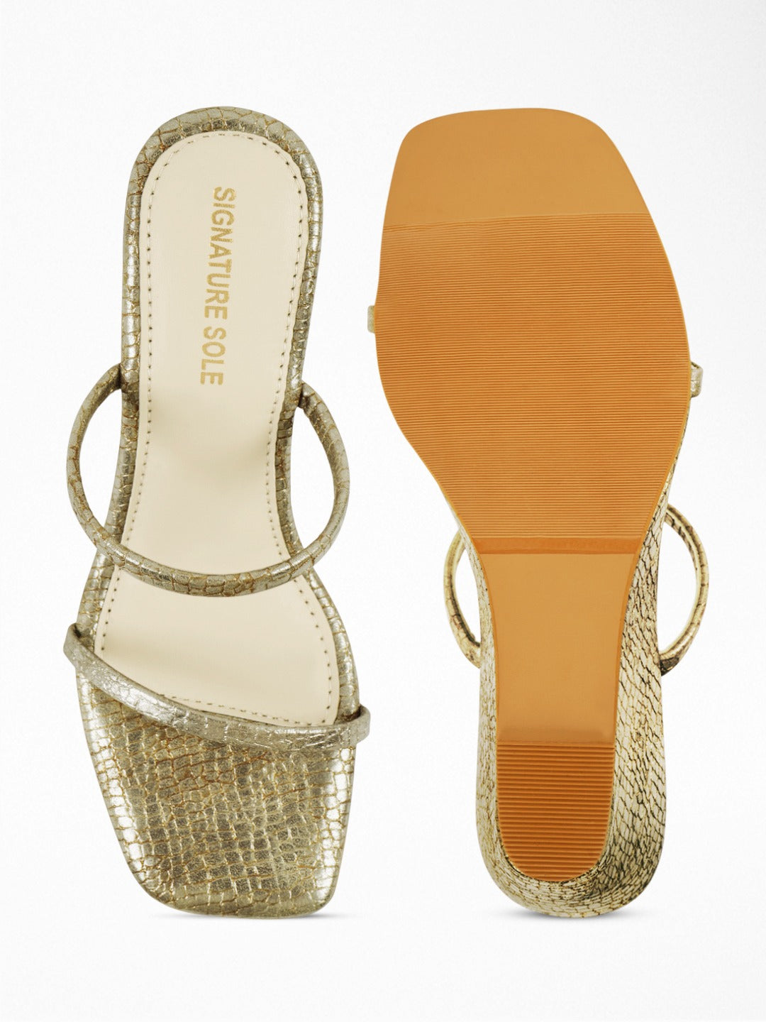 Gold Croc Wedge Mule