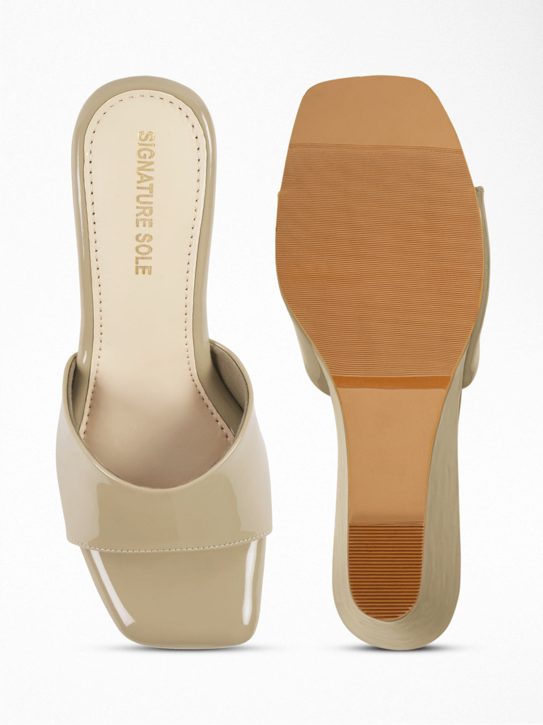 Nude Wedge Heel Mule