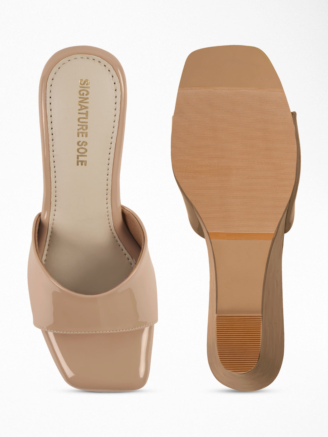 Nude Patent Wedge Mule