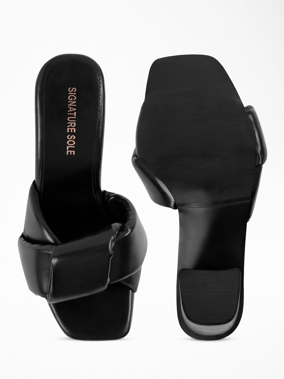 Black Knot Block Heel Mule