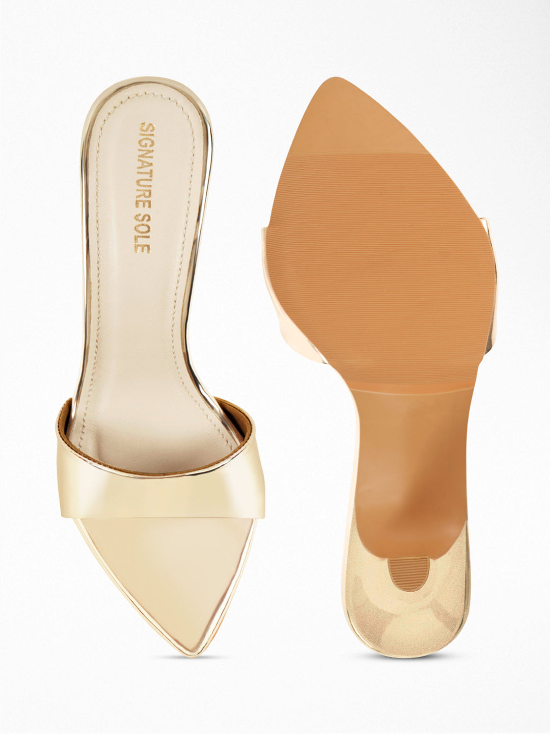Gold Pleated heels Mule