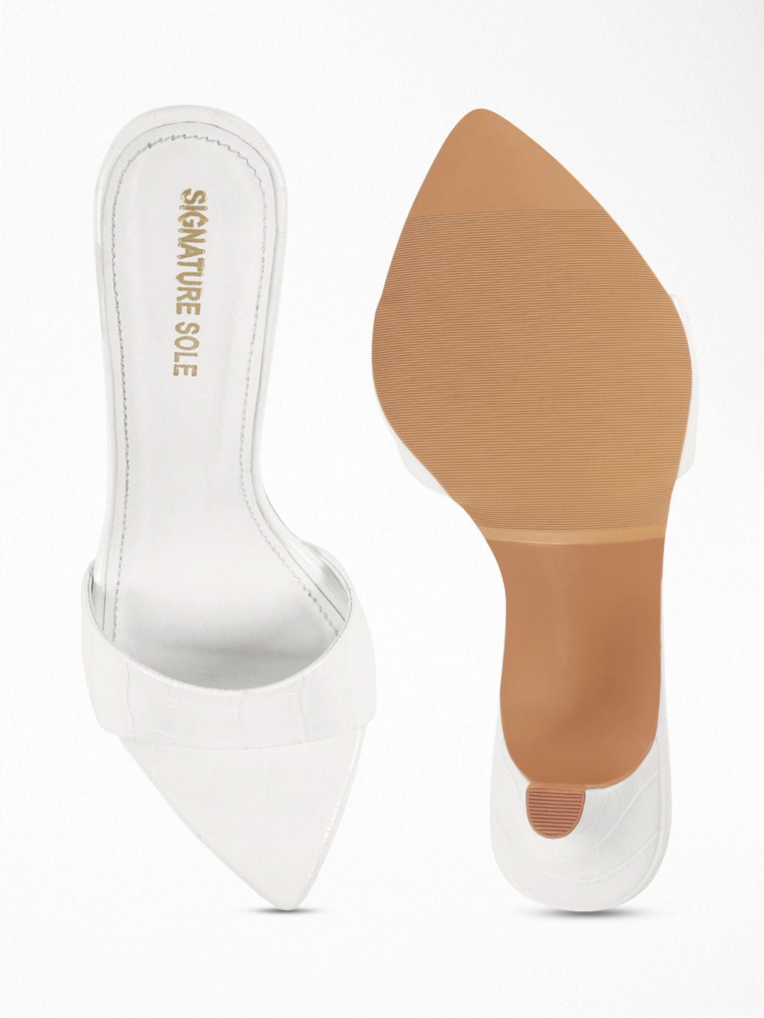 White Croc heels Mule