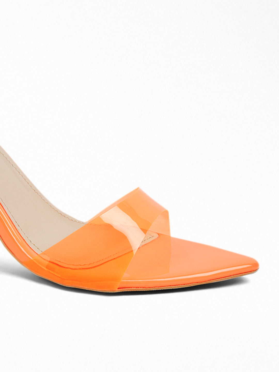 Orange transparent heels Mule