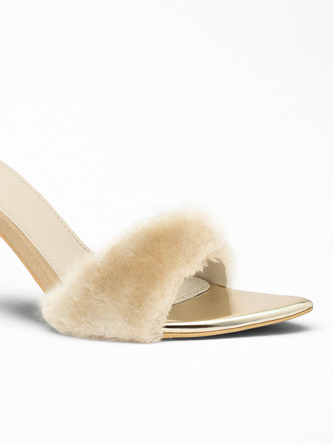 Nude Faux Fur heels Mule