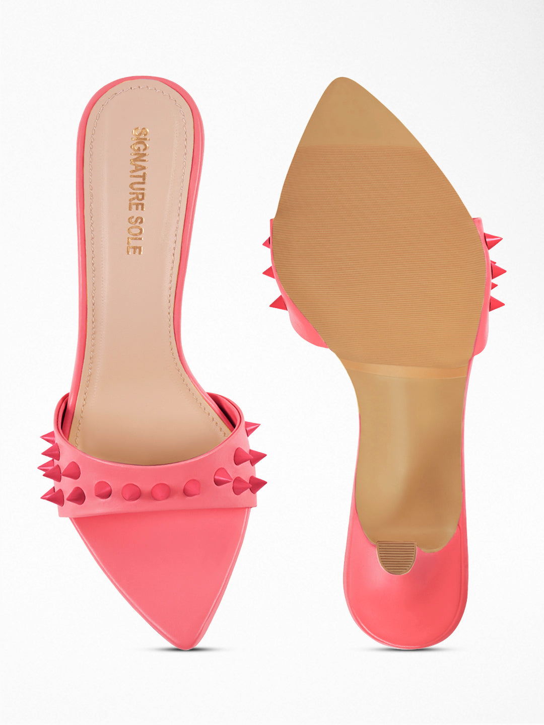 Pink Spike Stud heels Mule