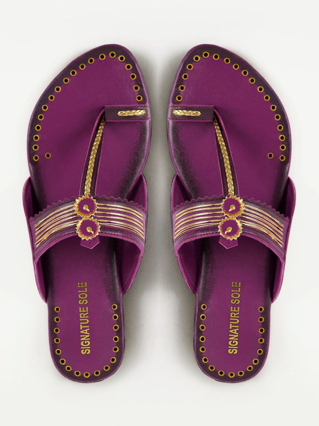 Purple Gold Ethnic Flat Sandal