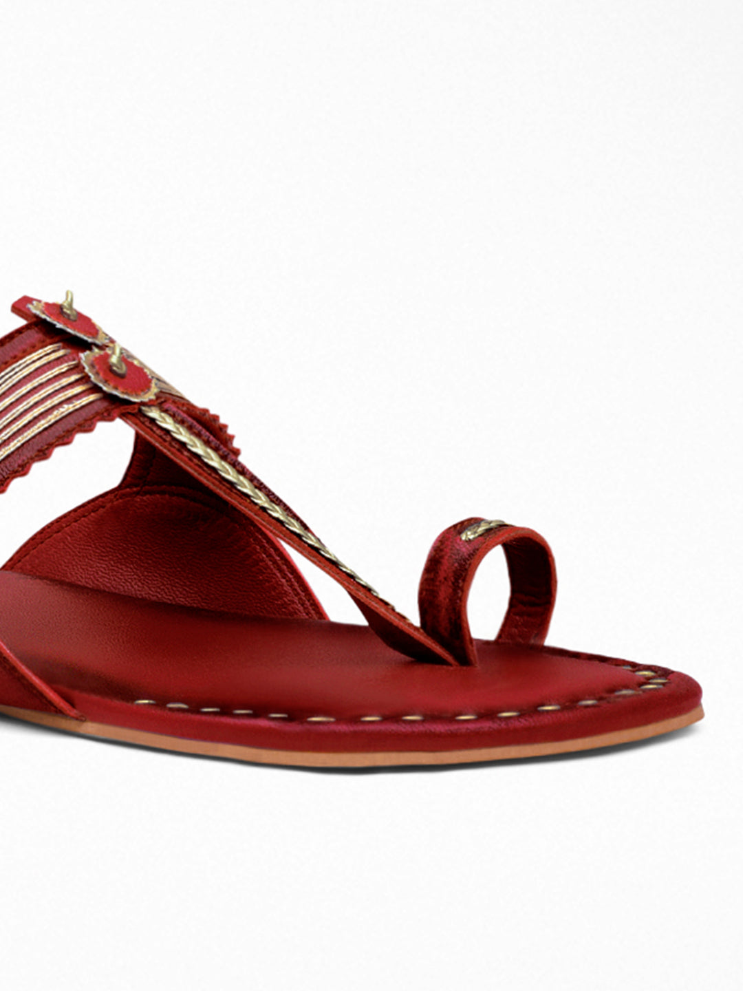 Red Gold Ethnic Flat Sandal