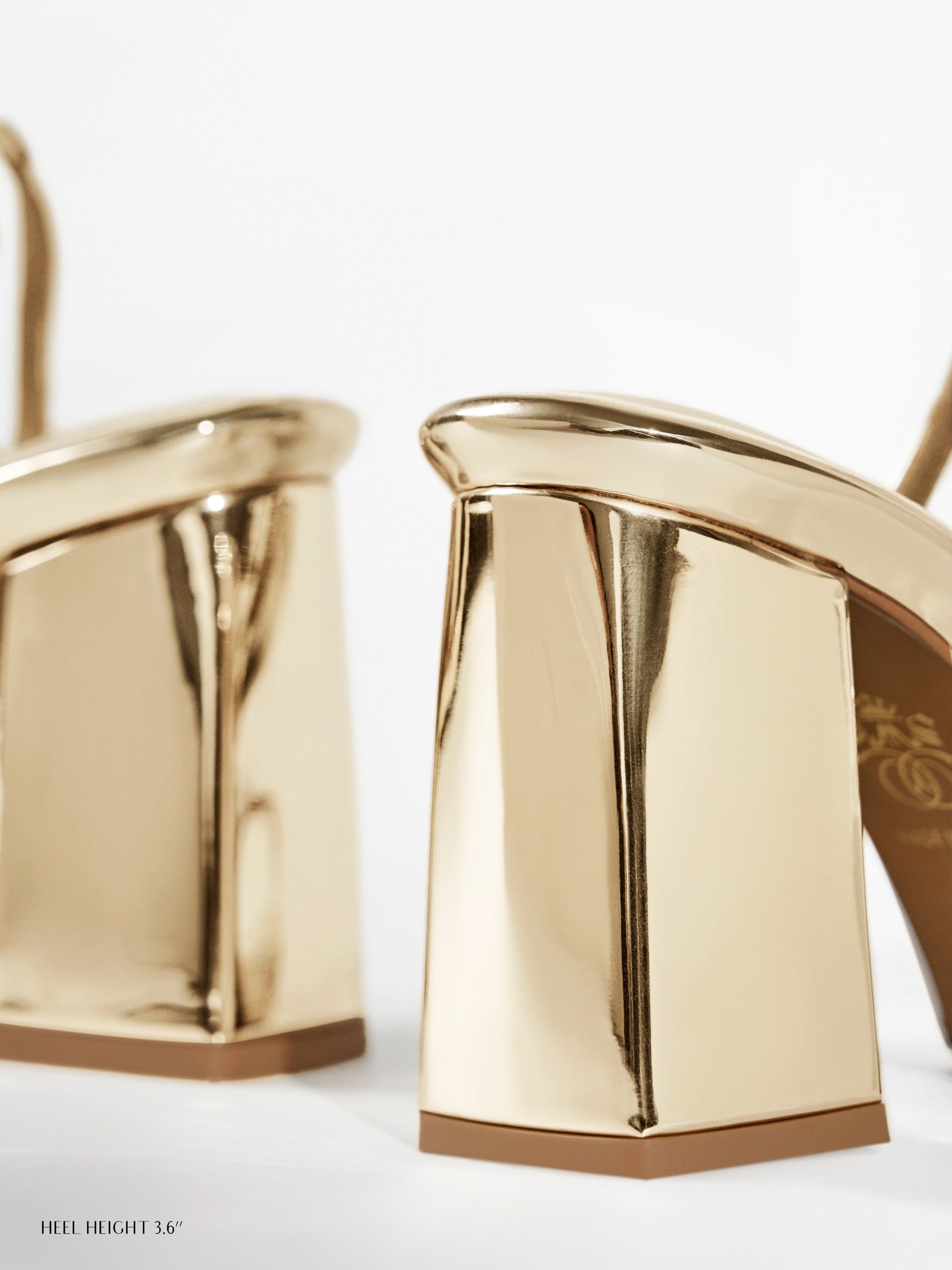 Gold Strappy Ankle Block Heel Sandal