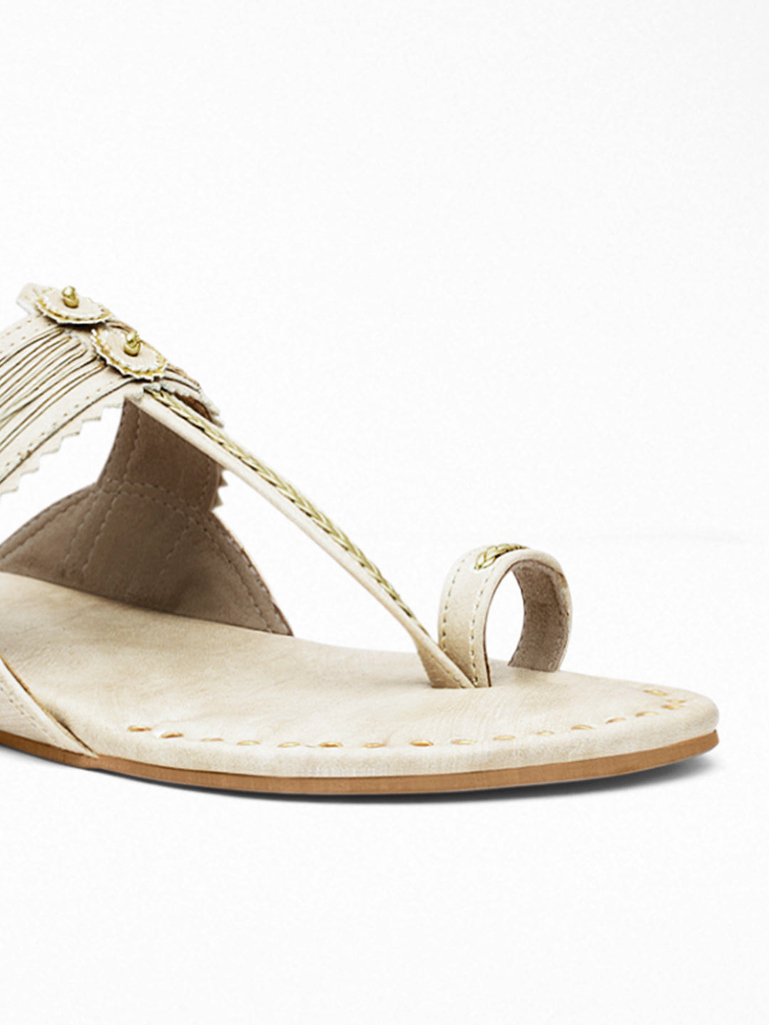 Off-White Gold Ethnic Flat Sandal
