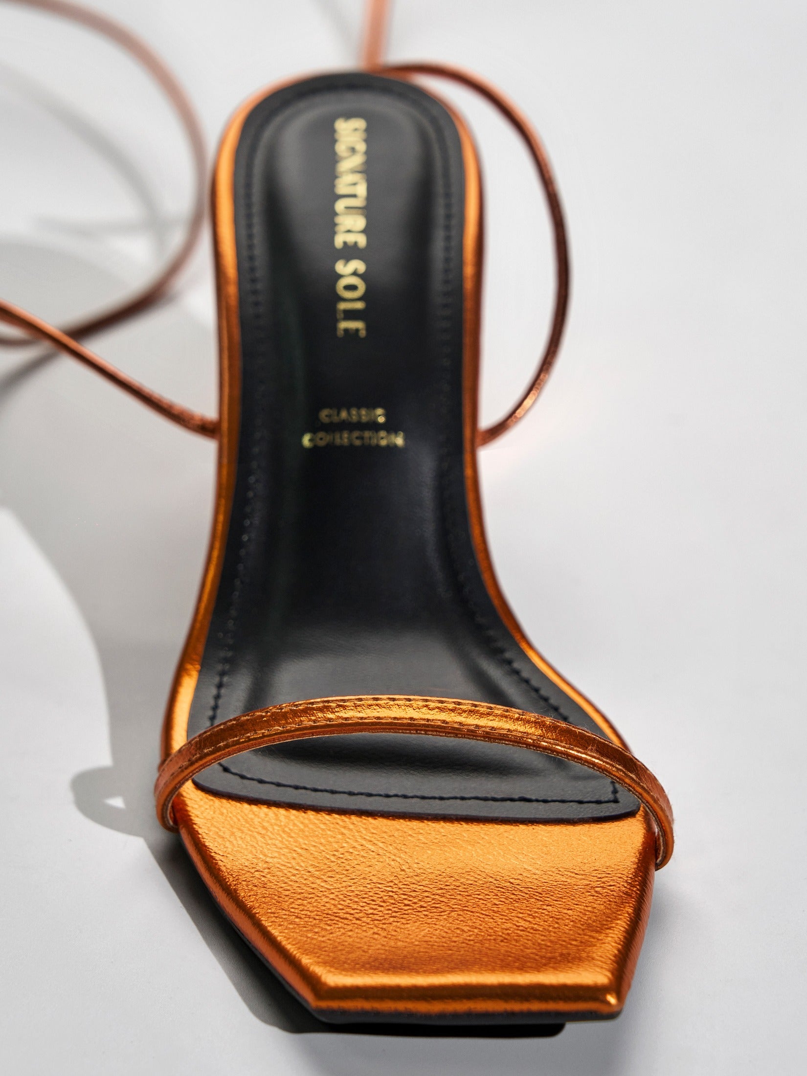 Orange Spiral Wrap Block Heel Sandal