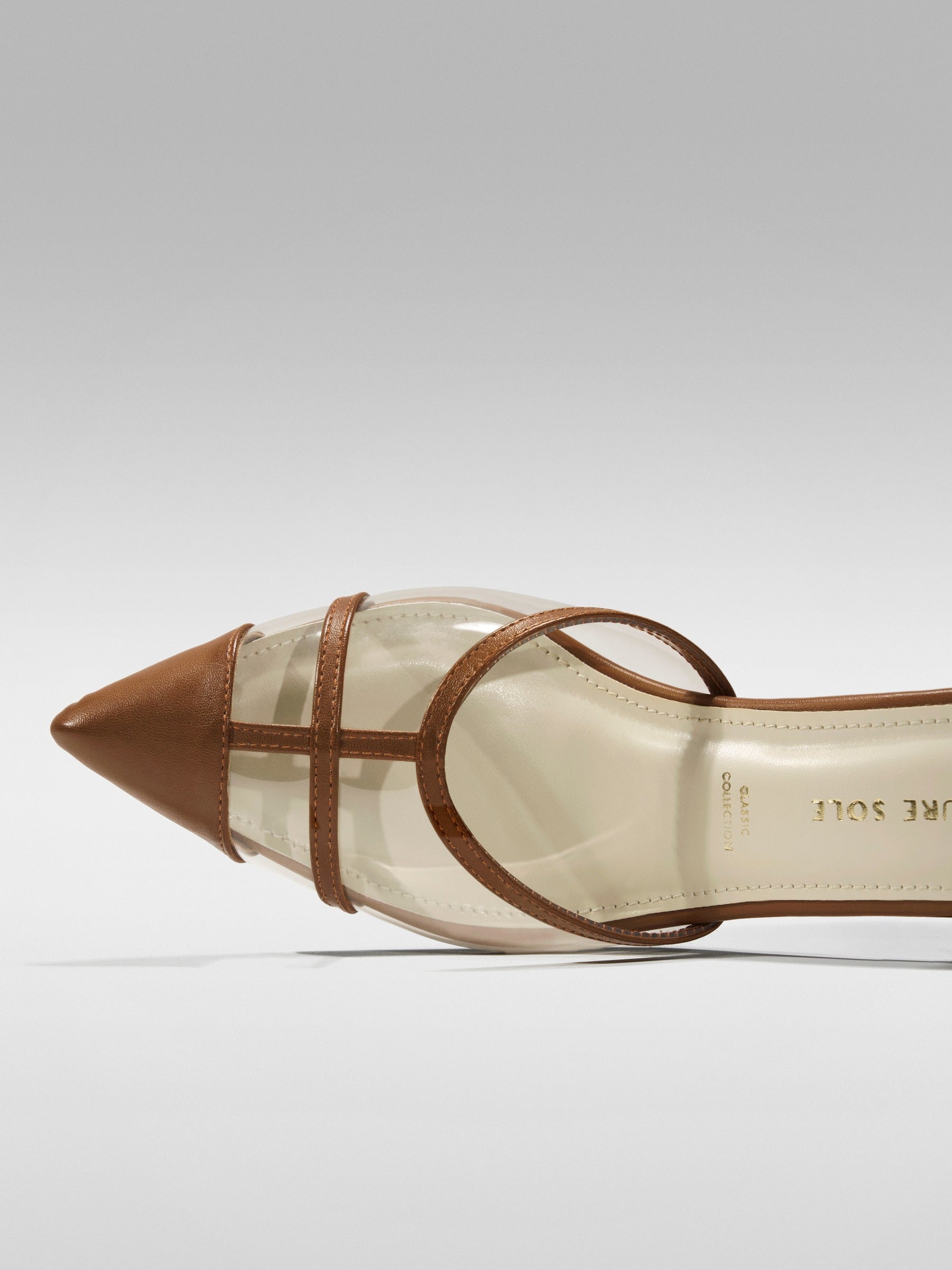 Tan Cage Slingback Kitten Heel