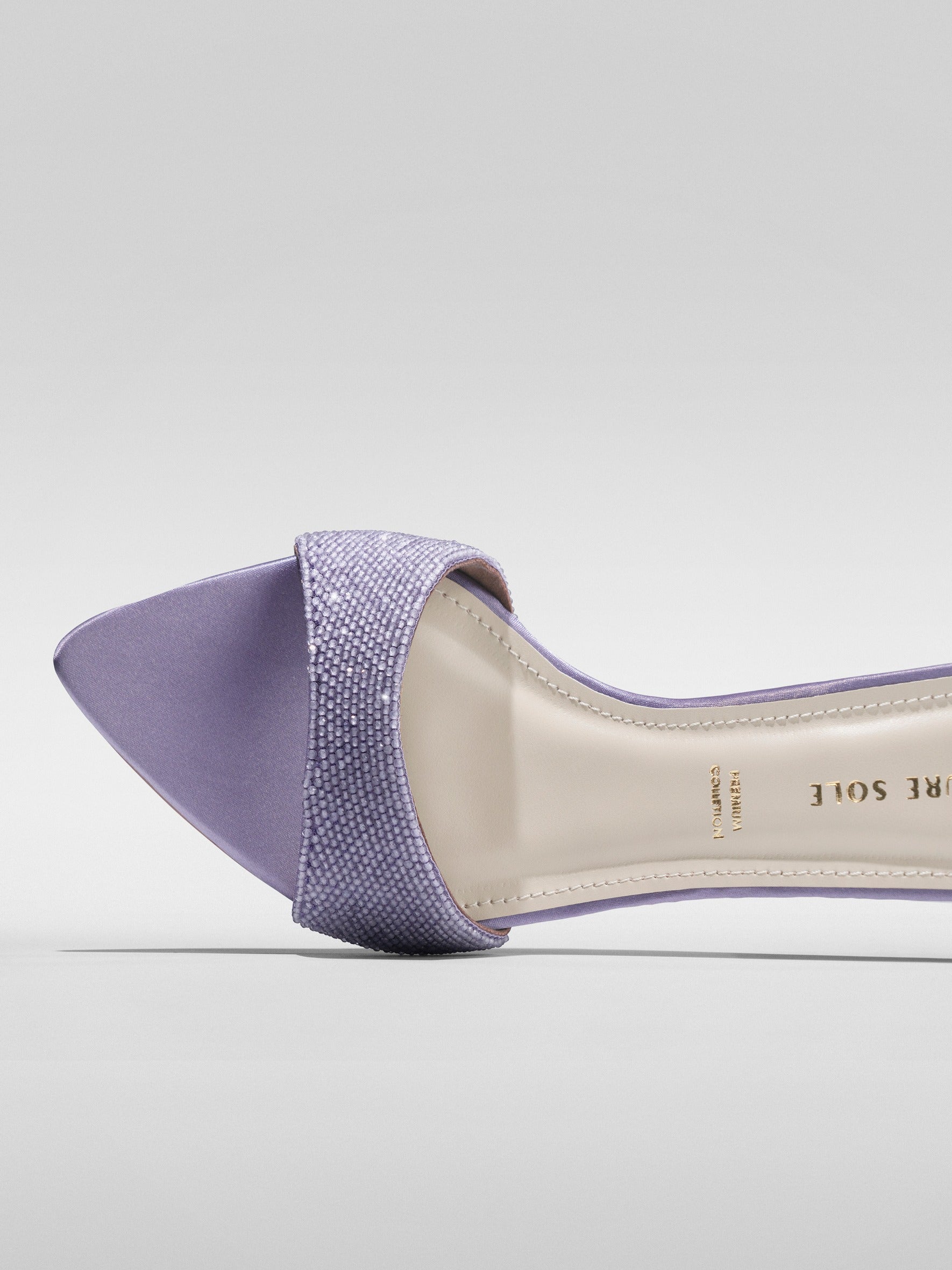 Lavender Crystal Embellished Kitten Heel