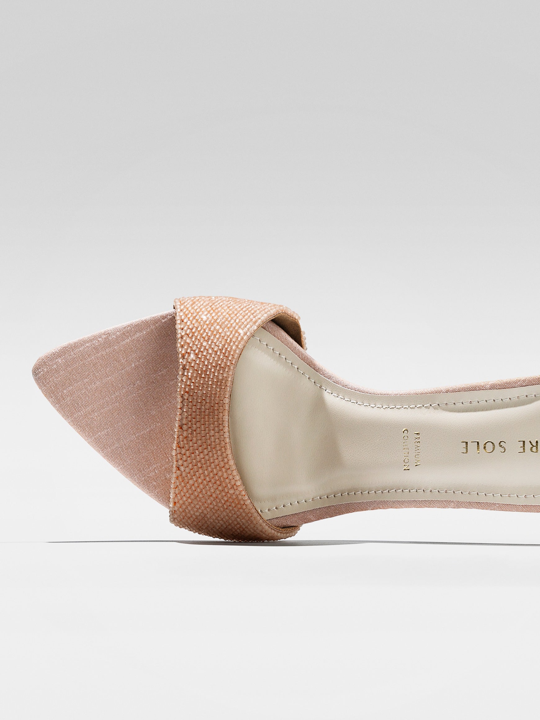 Peach Crystal Embellished Kitten Heel