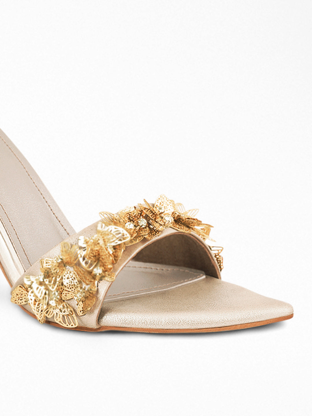 Gold Butterfly Heel Mule