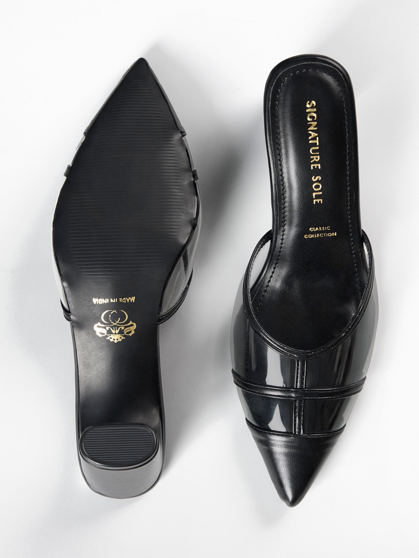 Black Cage Vamp Kitten Heel Slingback