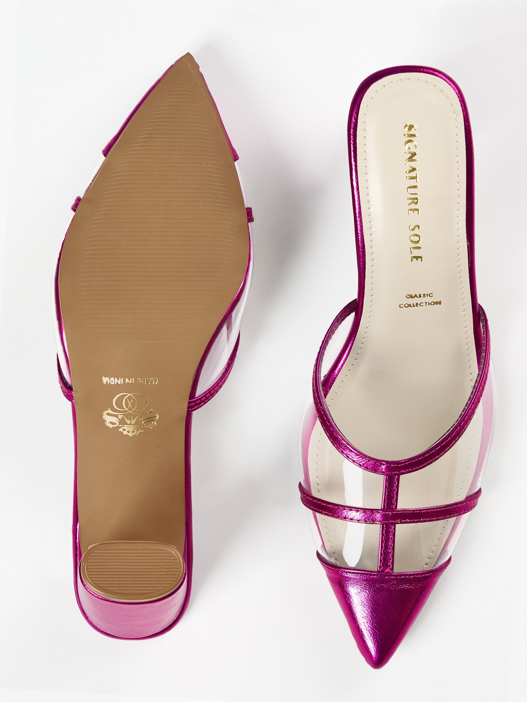 Fuchsia Cage Slingback Kitten Heel