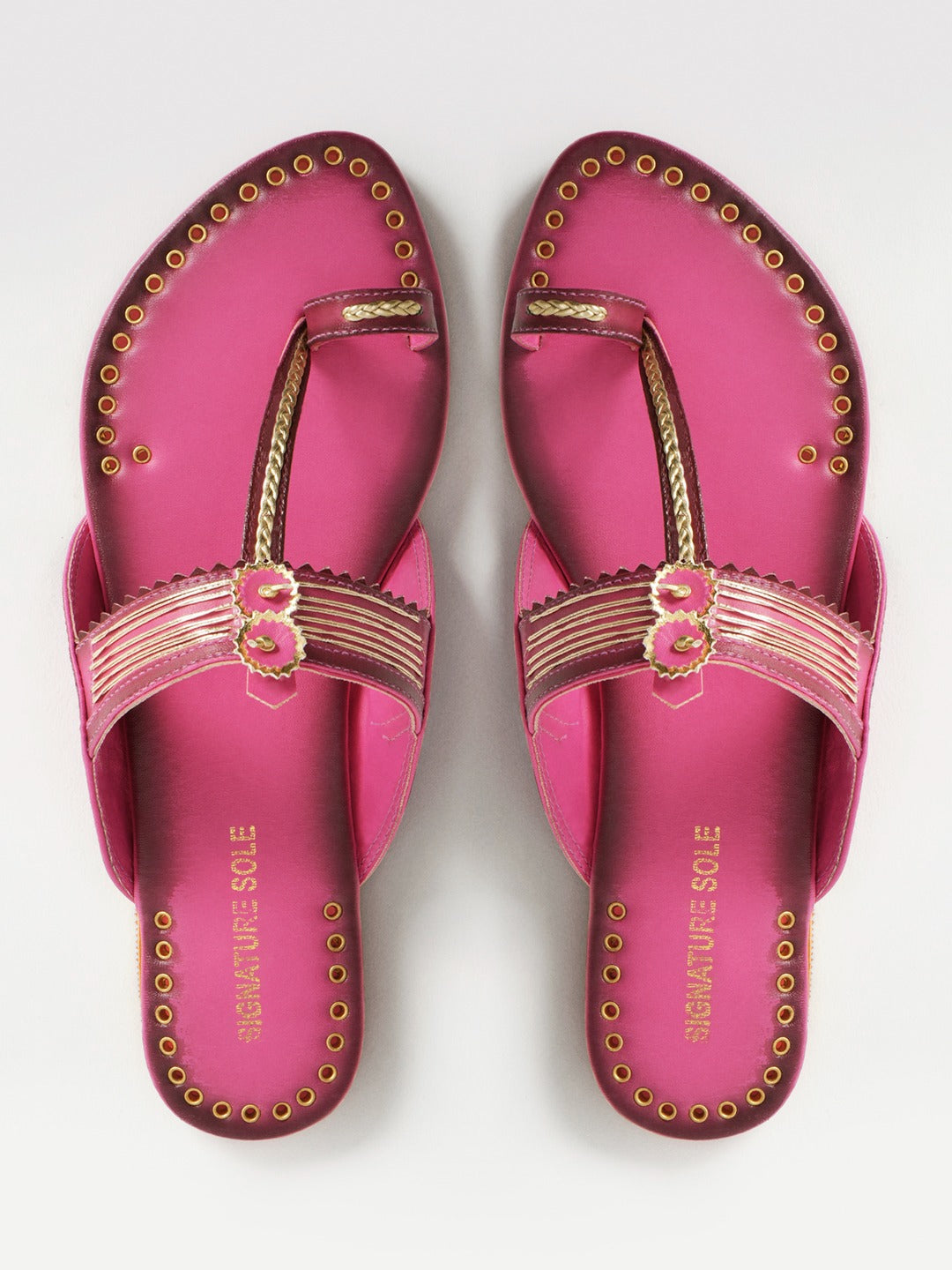 Pink Gold Ethnic Flat Sandal