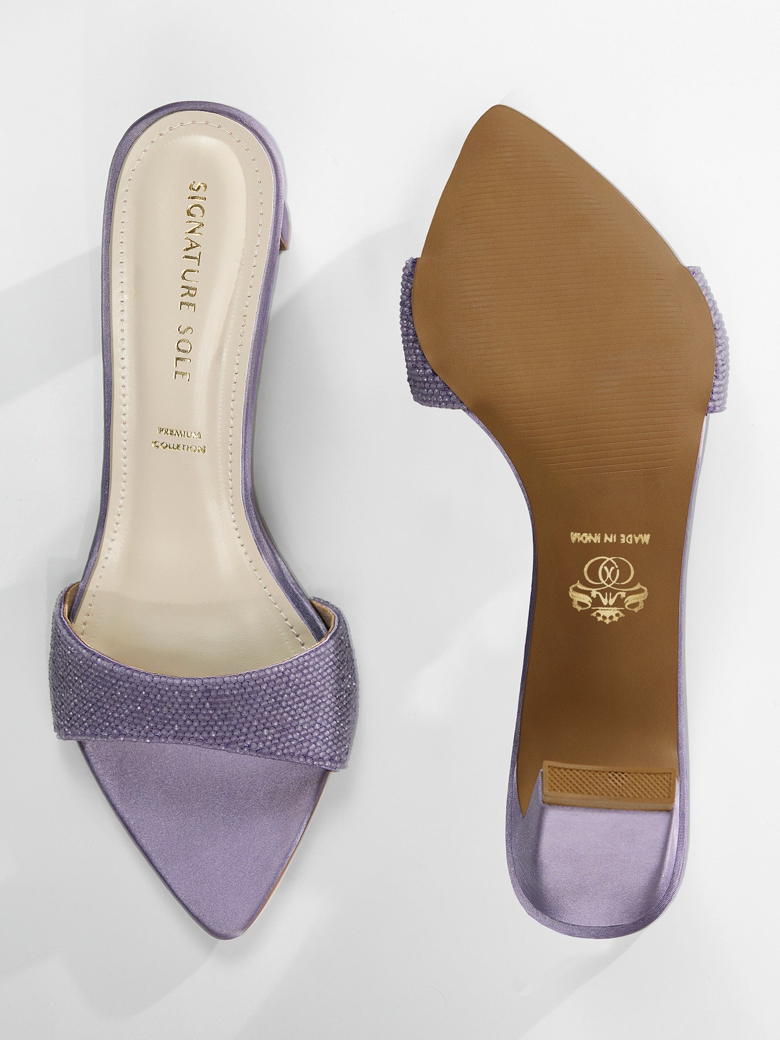 Lavender Crystal Embellished Kitten Heel