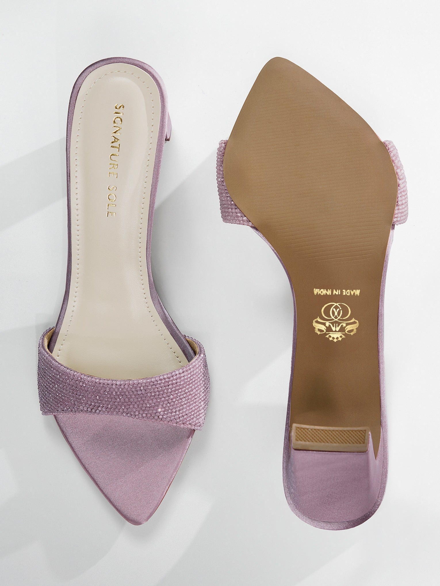 Rose Crystal Embellished Kitten Heel