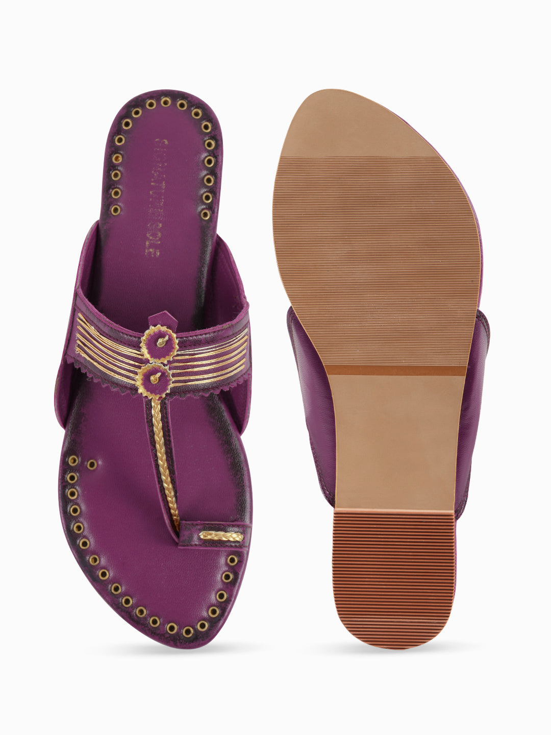 Purple Gold Ethnic Flat Sandal