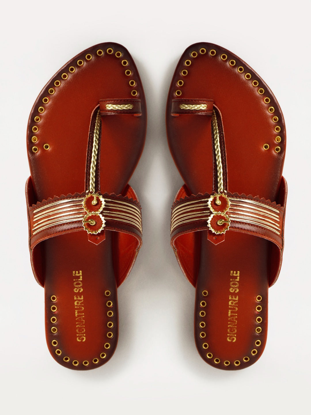 Red Gold Ethnic Flat Sandal