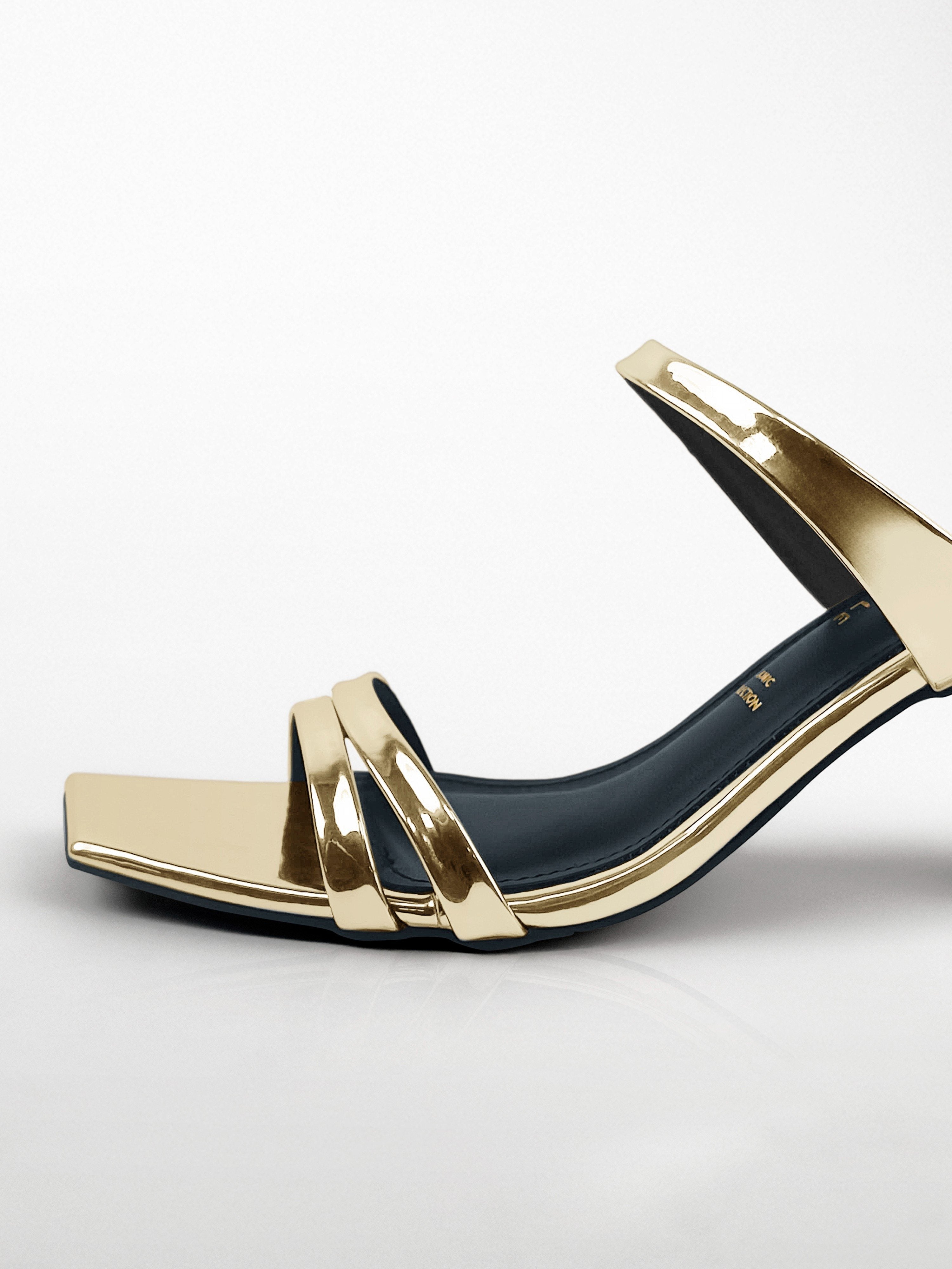 Gold Strap Block Heel Mule