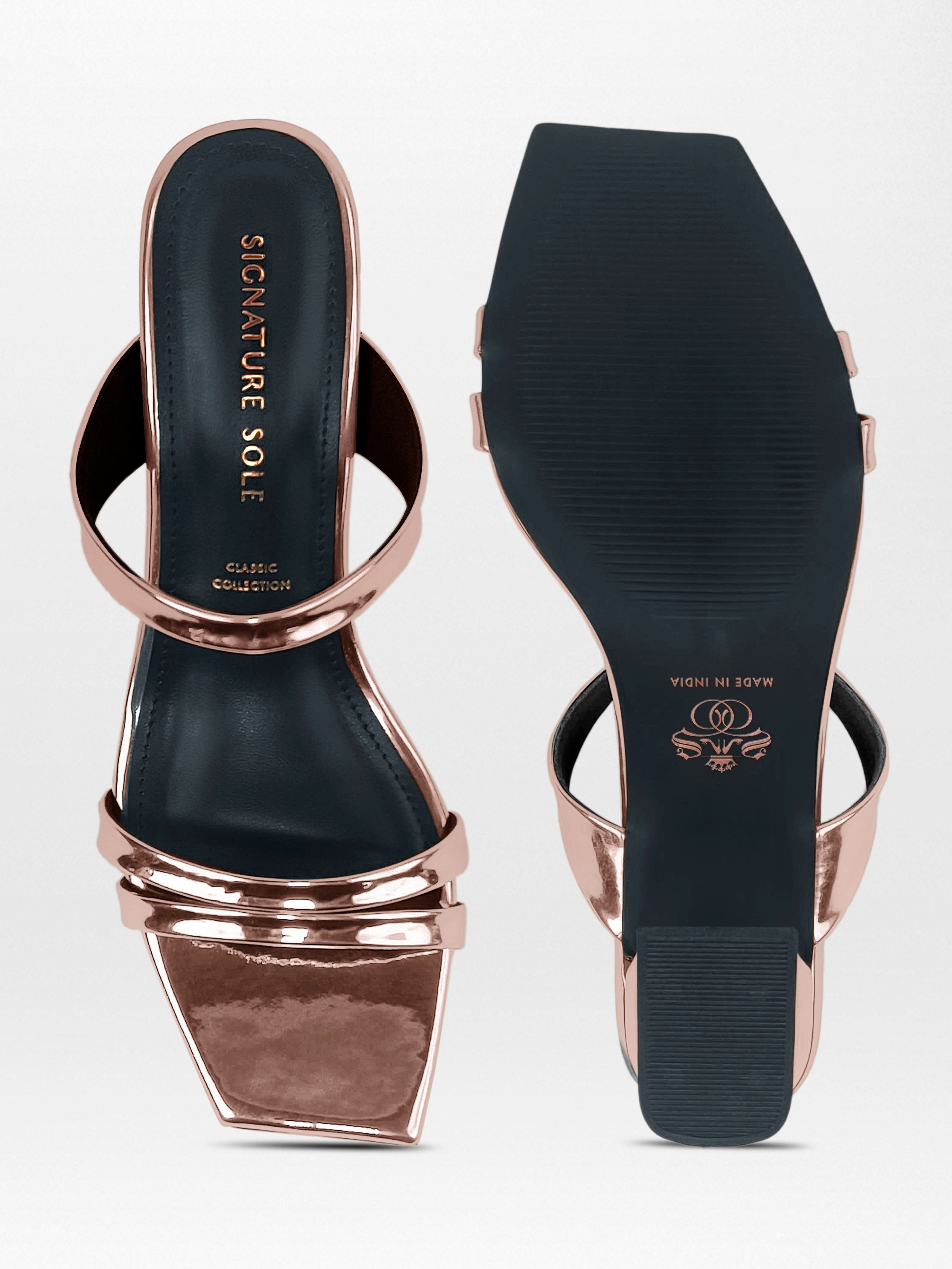 Rose Gold Block Heel Mule