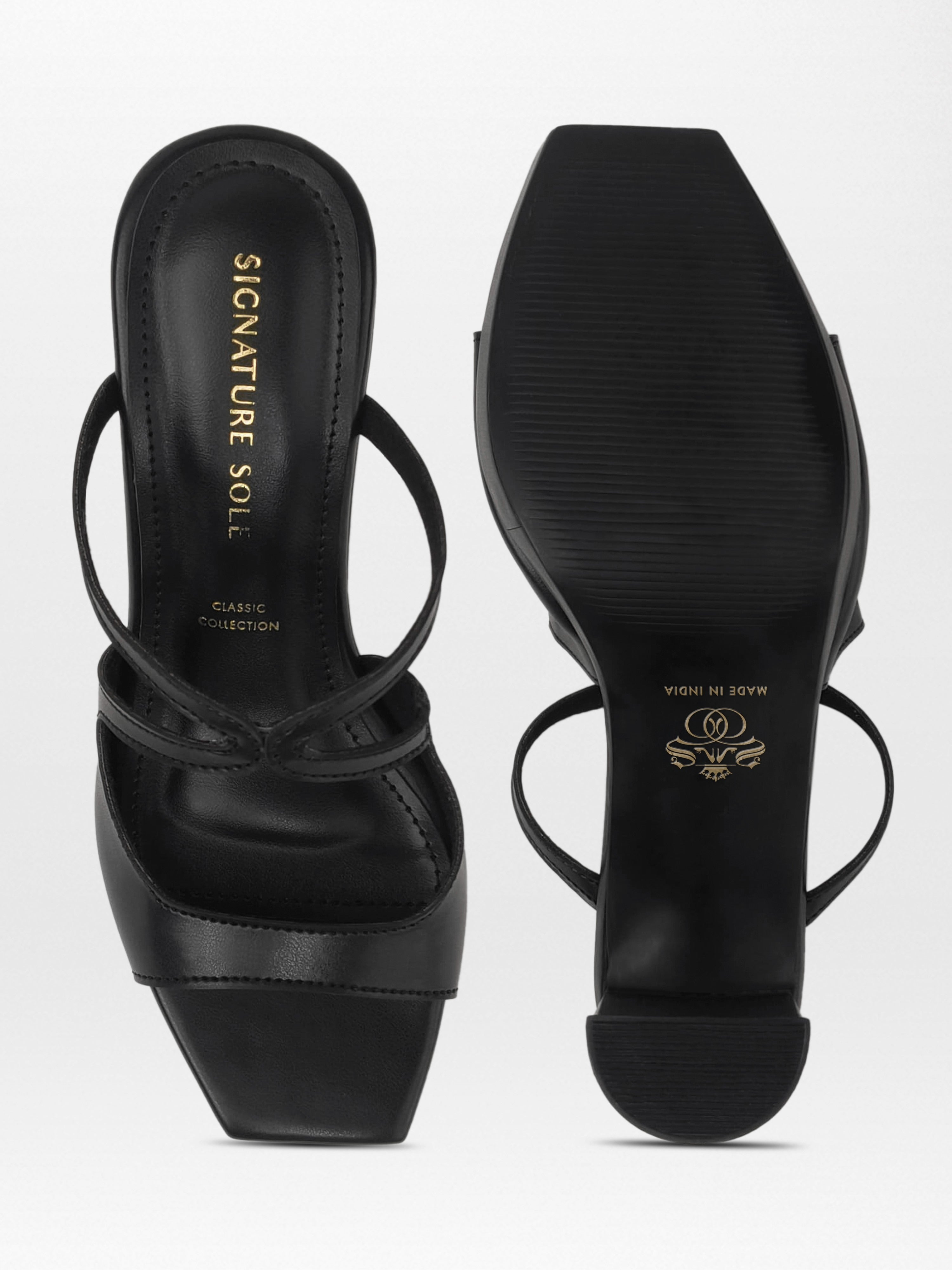 Black Arch Strap wedge Block Heel