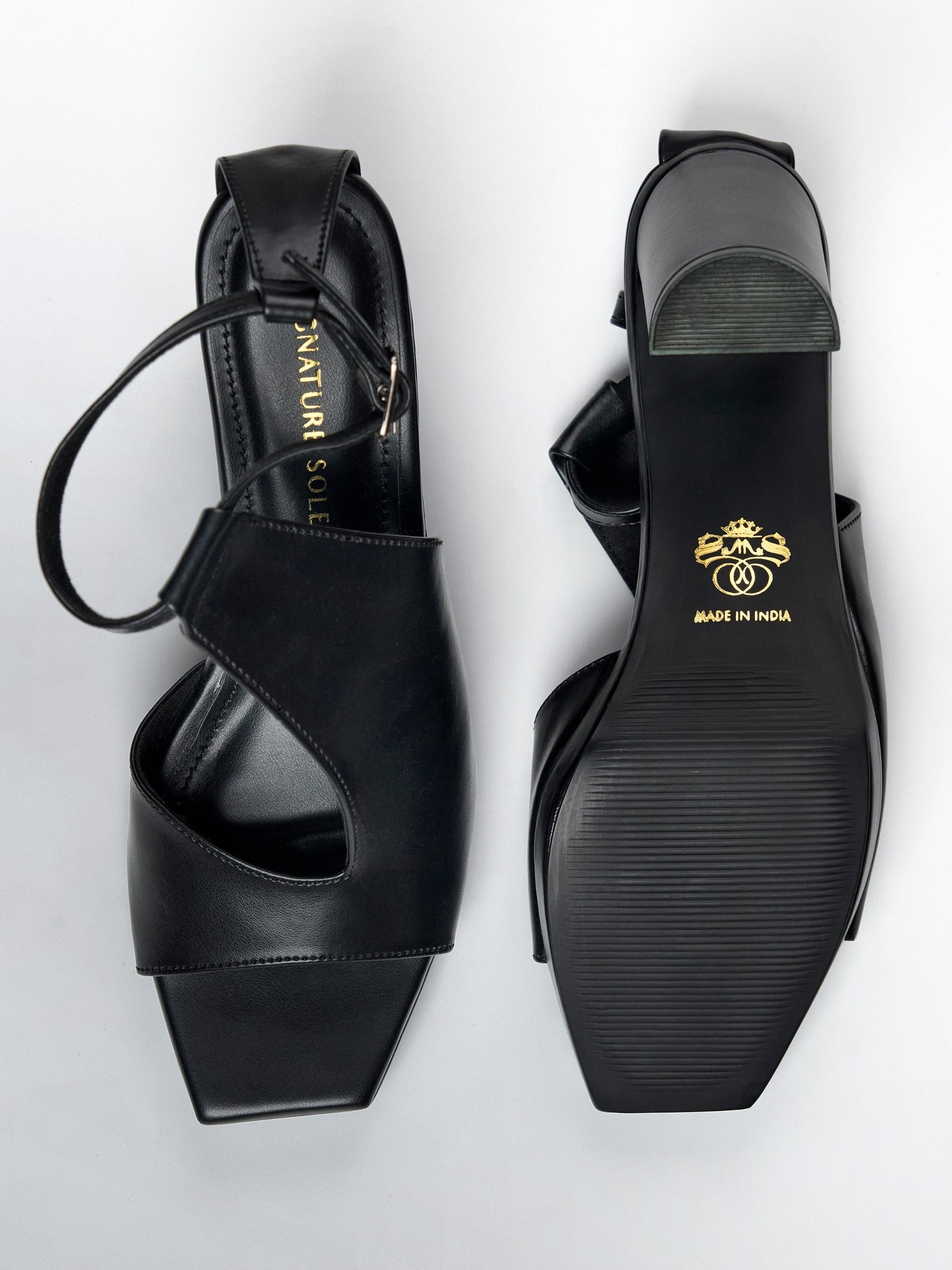 Black wedge Block Heel Sandal