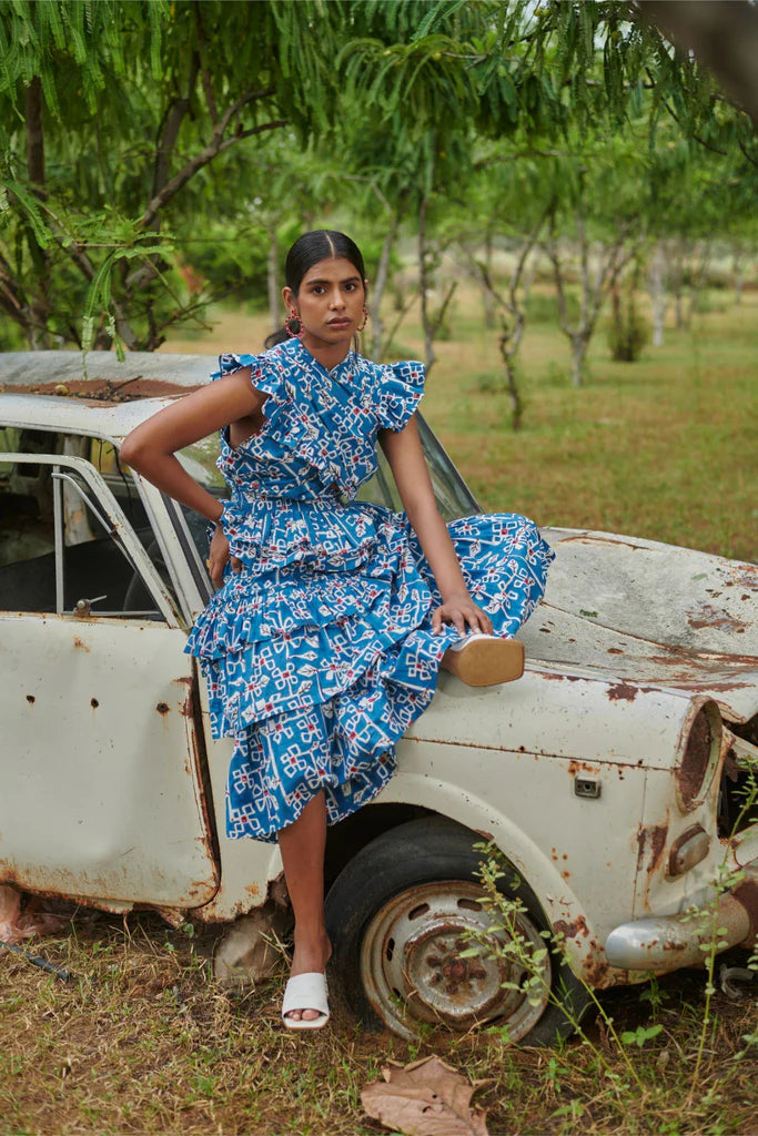 Image of Criss Cross Desert Bluebell Long Dress