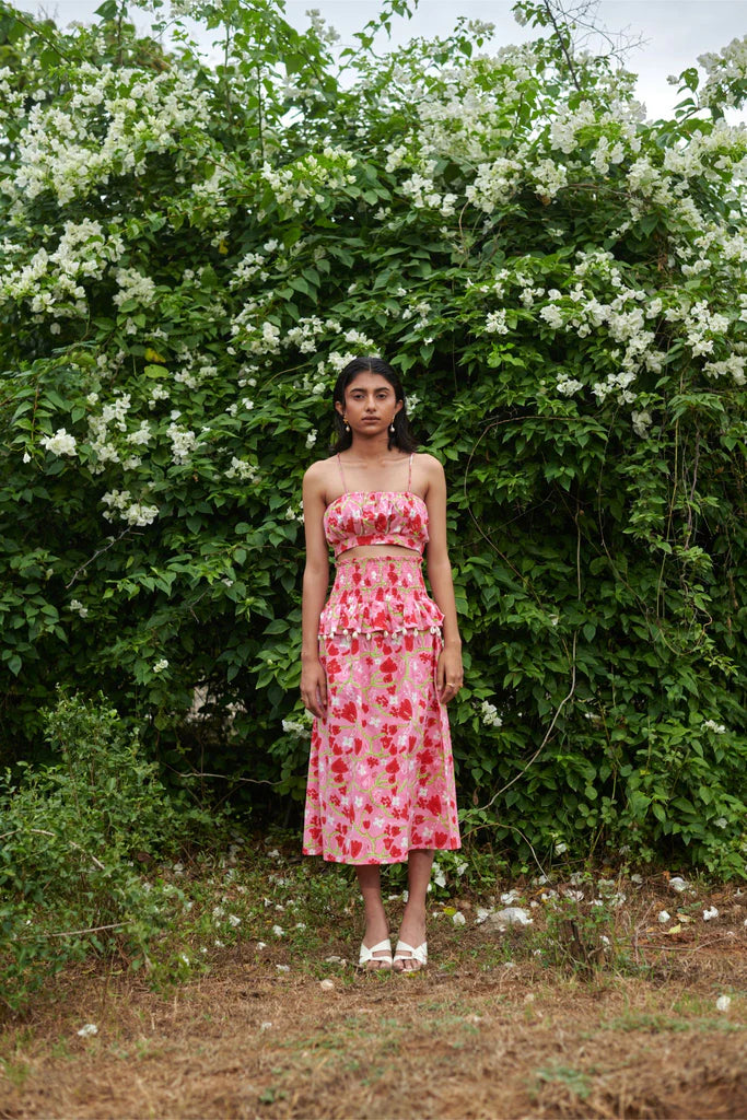 Image of Le Blush Fleur Noodle Strap Crop Top