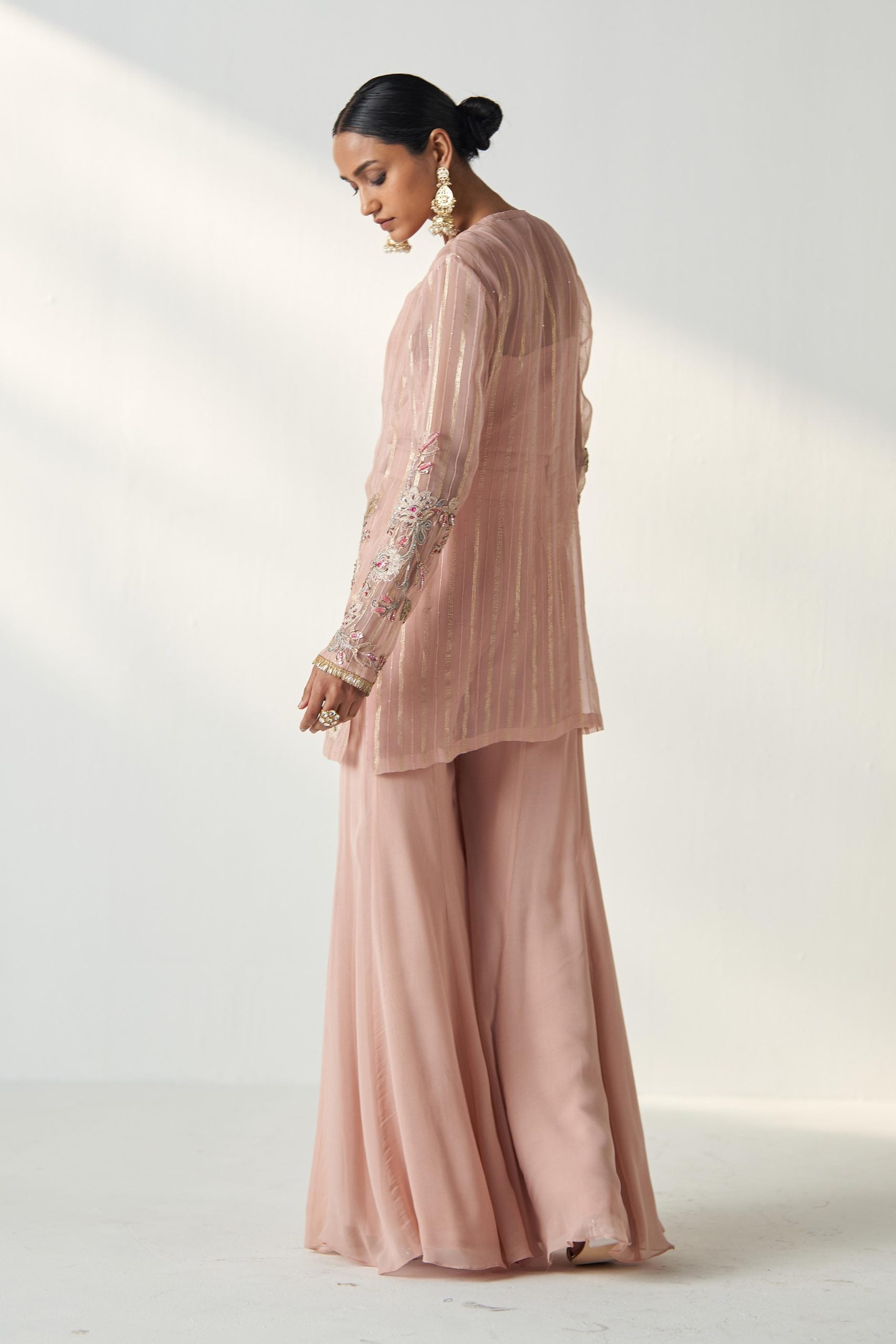 TARA BLUSH PINK SHARARA SET