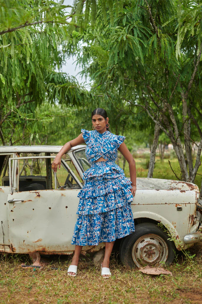 Image of Criss Cross Desert Bluebell Long Dress